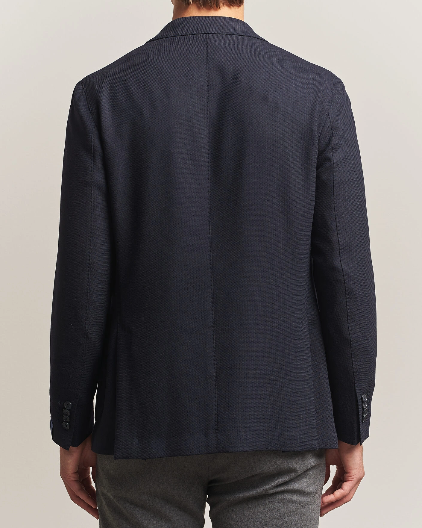 Herr | Kavajer | Santaniello | Wool Mini Hopsack Blazer Navy
