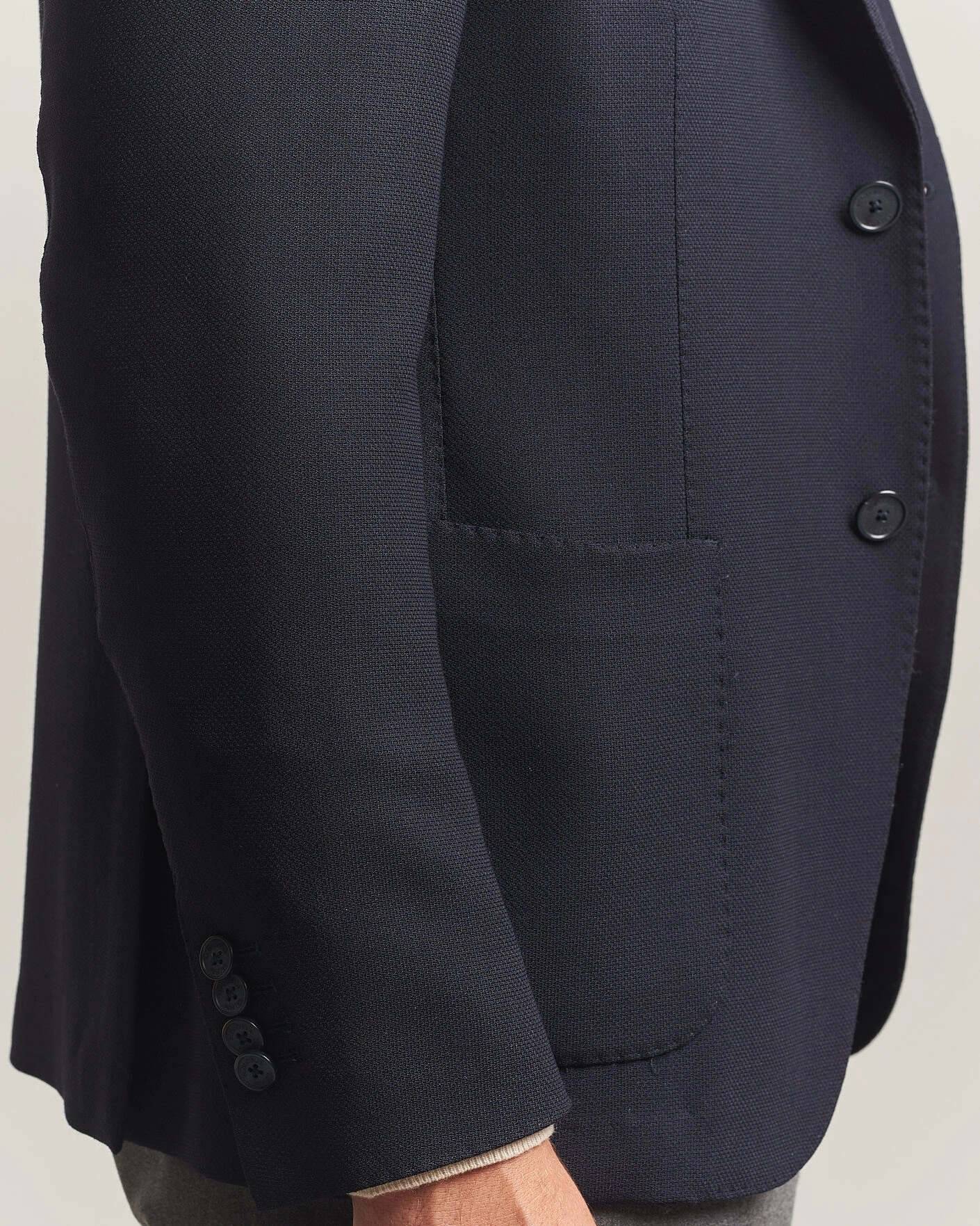 Herr | Kavajer | Santaniello | Wool Mini Hopsack Blazer Navy