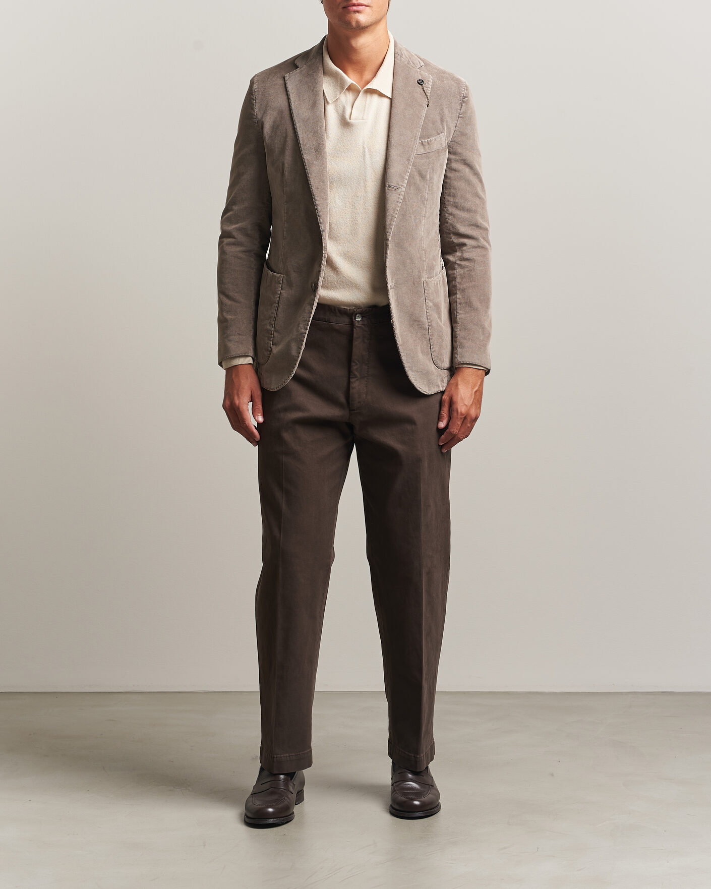 Herr | Kavajer | Santaniello | Corduroy Patch Pocket Blazer Taupe