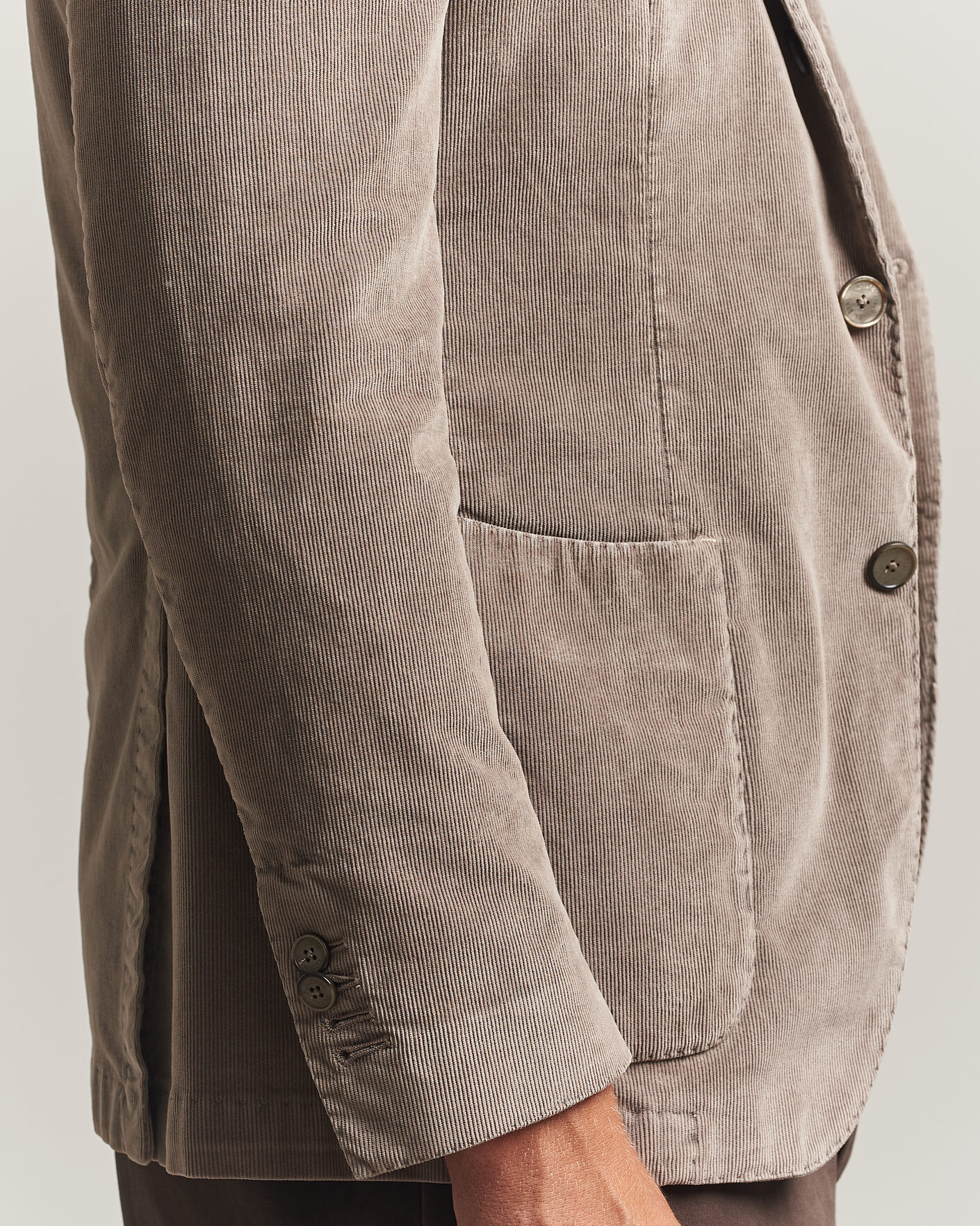Herr | Kavajer | Santaniello | Corduroy Patch Pocket Blazer Taupe