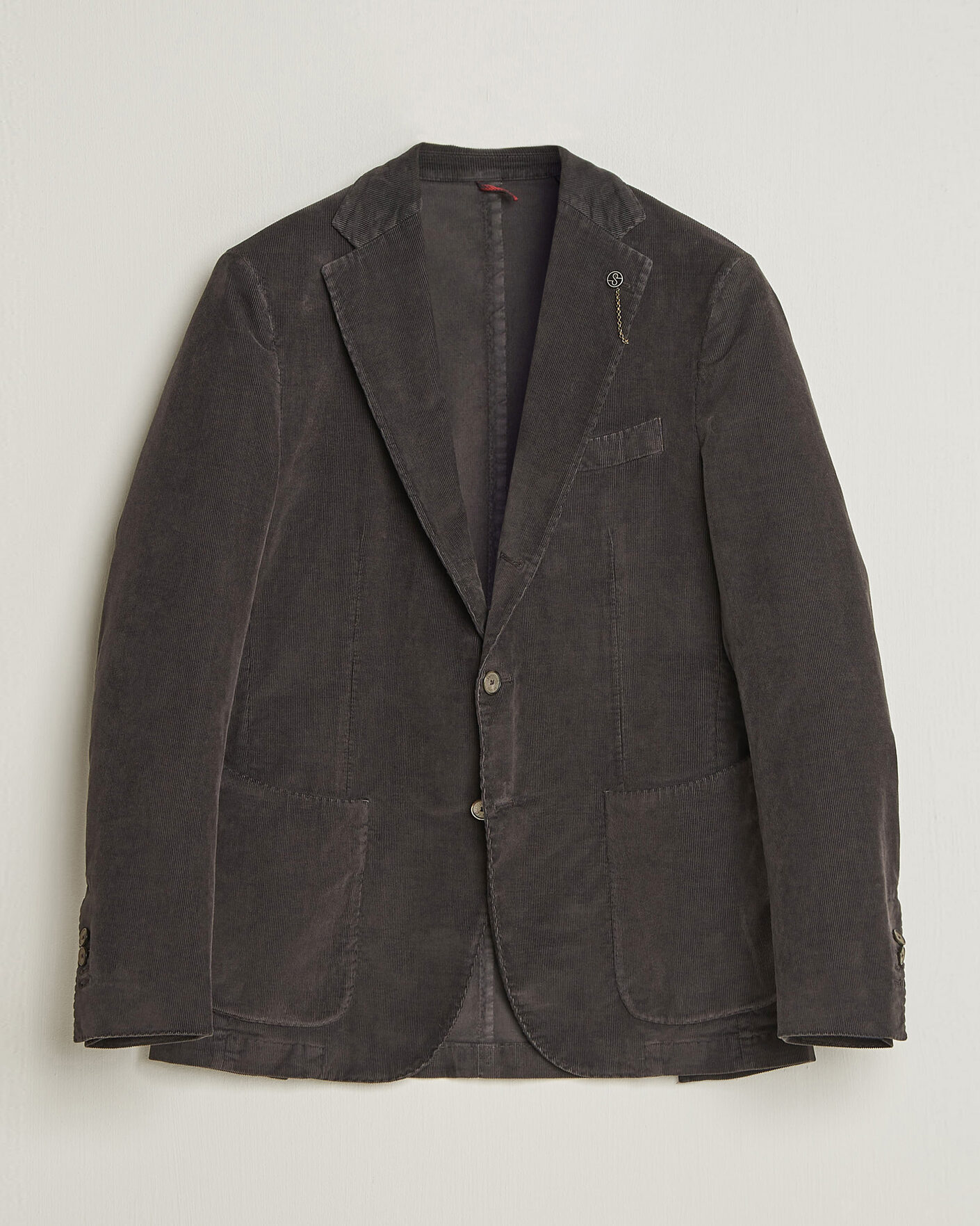 Herr | Kavajer | Santaniello | Corduroy Patch Pocket Blazer Dark Grey