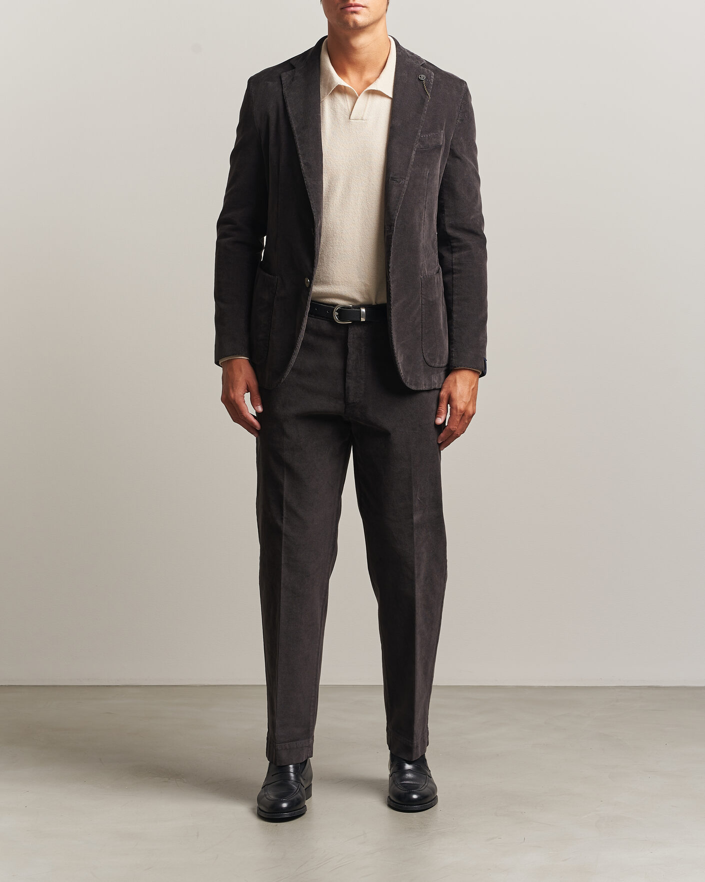 Herr | Kavajer | Santaniello | Corduroy Patch Pocket Blazer Dark Grey