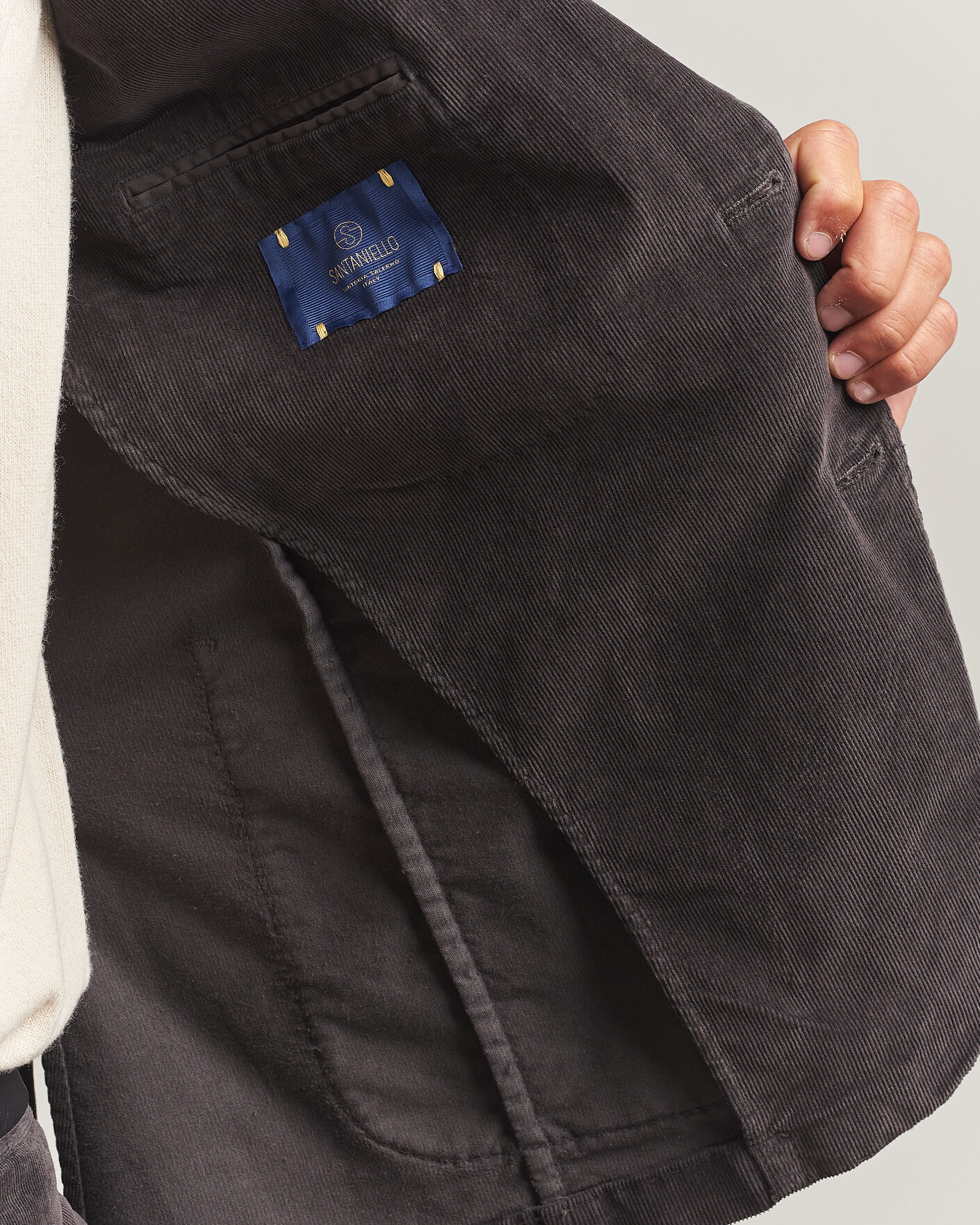 Herr | Kavajer | Santaniello | Corduroy Patch Pocket Blazer Dark Grey