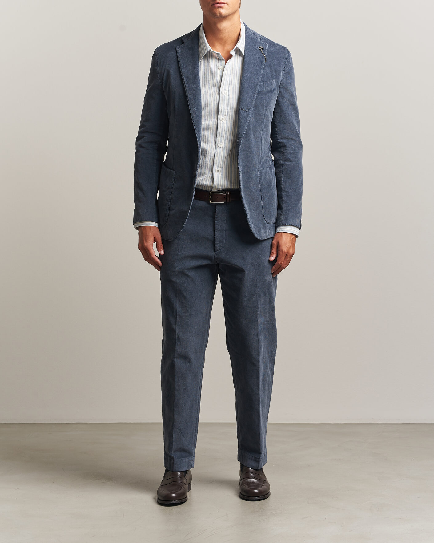 Herr | Byxor | Santaniello | Corduroy Trousers Iron Blue