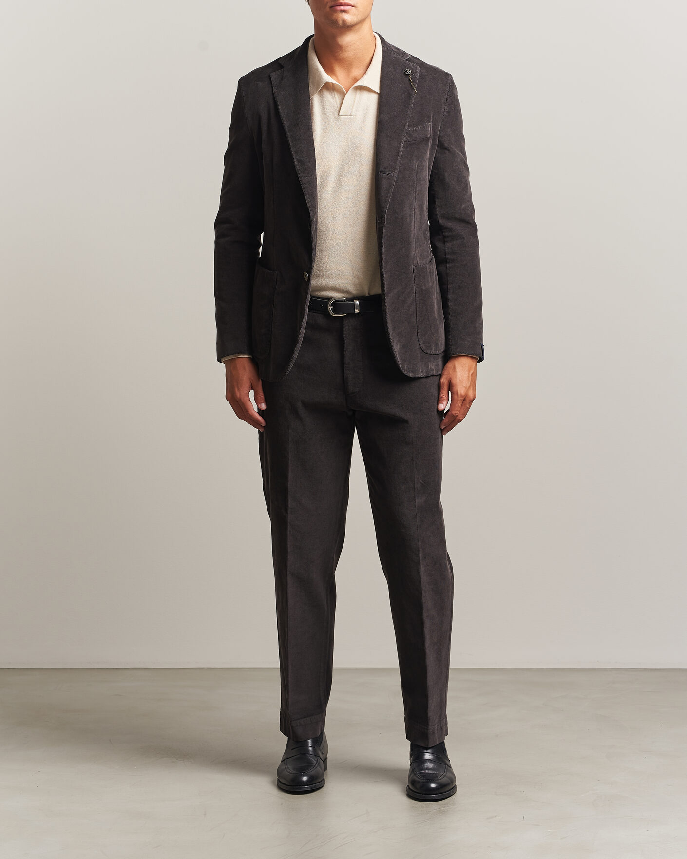 Herr | Byxor | Santaniello | Corduroy Trousers Dark Grey