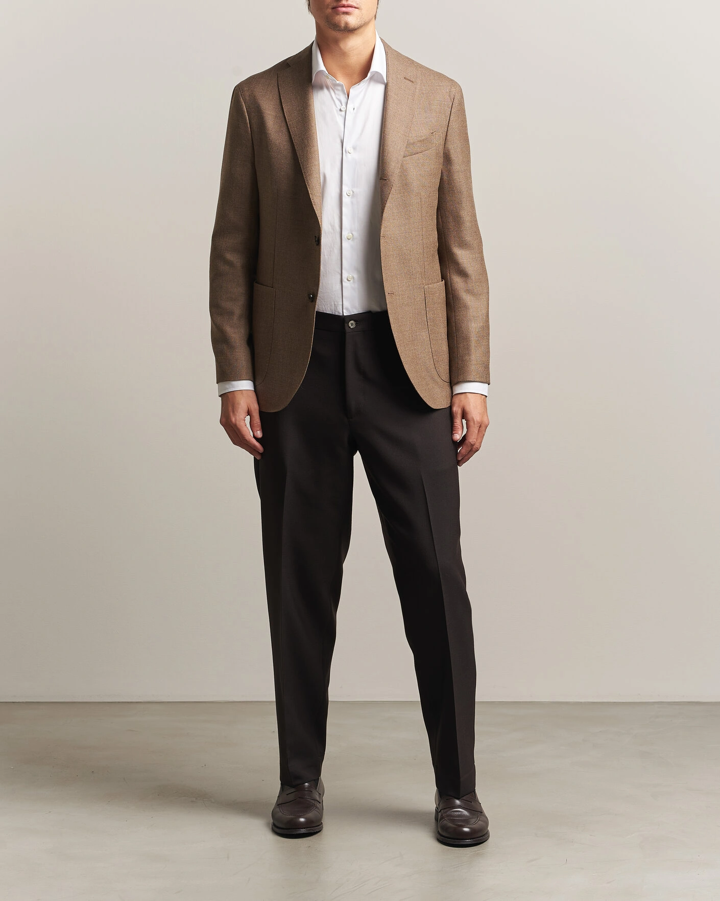 Herr | Byxor | Santaniello | Wool Trousers Brown