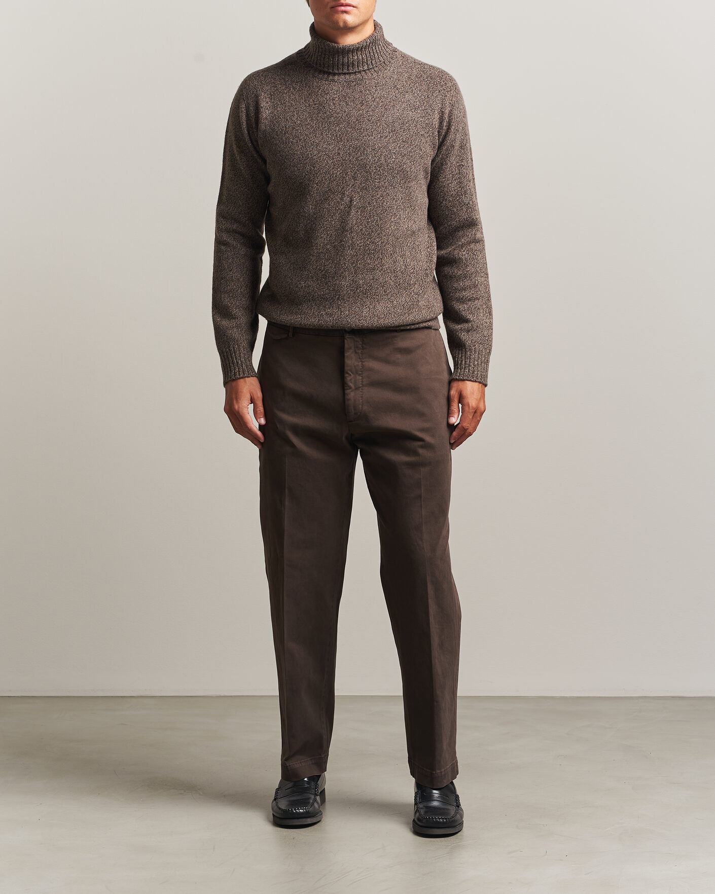 Herr | Byxor | Santaniello | Washed Cotton Trousers Brown