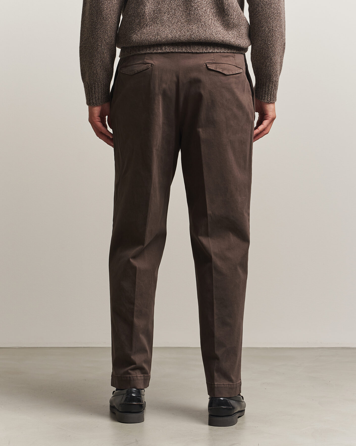 Herr | Byxor | Santaniello | Washed Cotton Trousers Brown