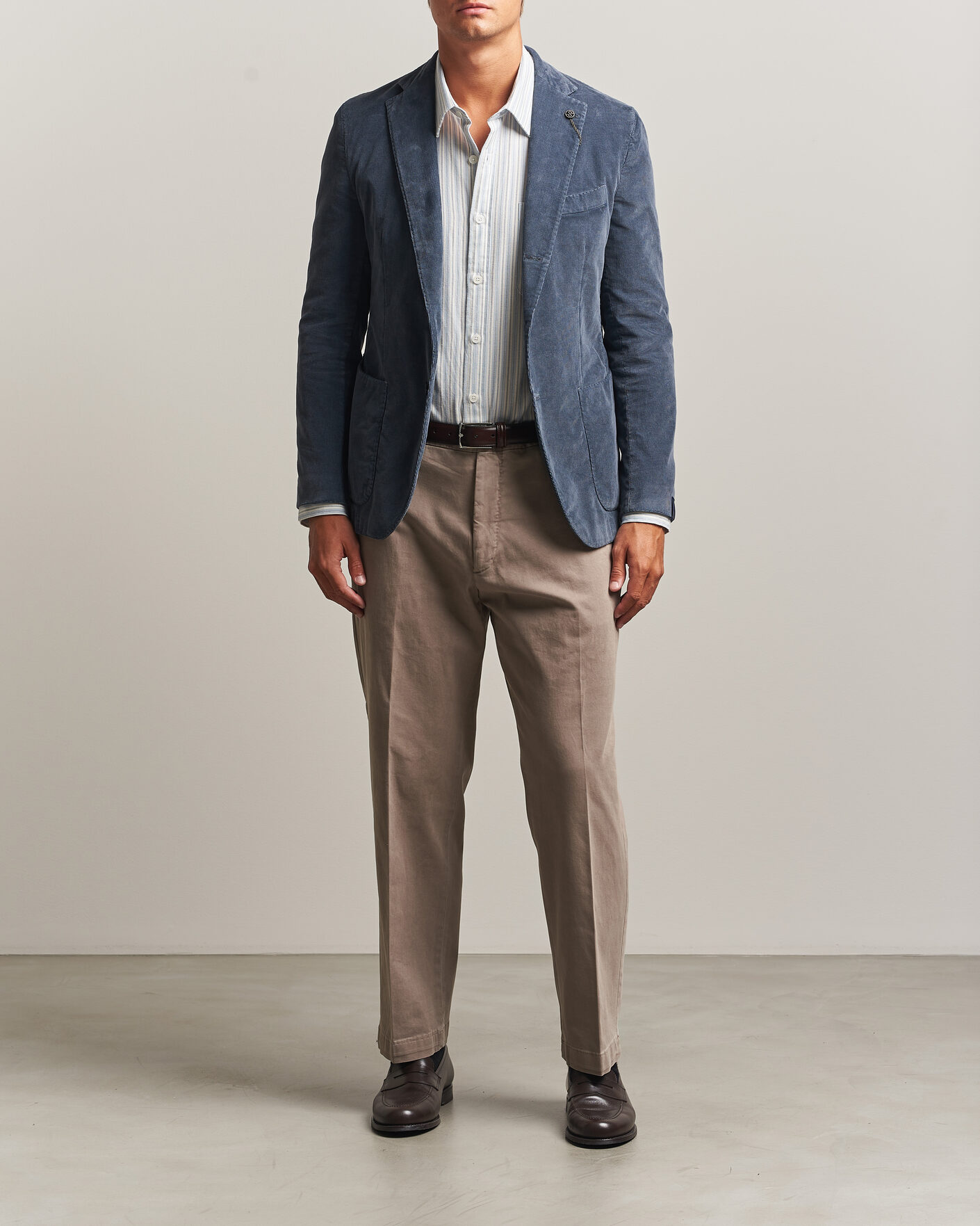 Herr | Byxor | Santaniello | Washed Cotton Trousers Taupe