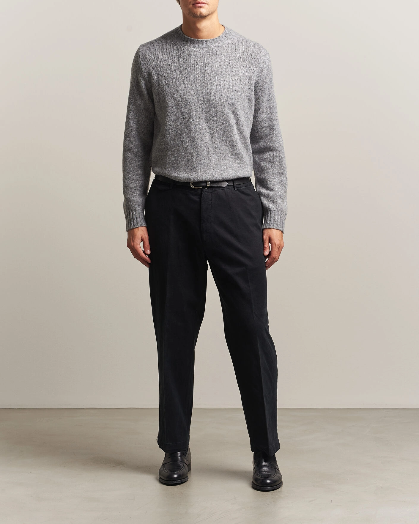 Herr | Byxor | Santaniello | Washed Cotton Trousers Black