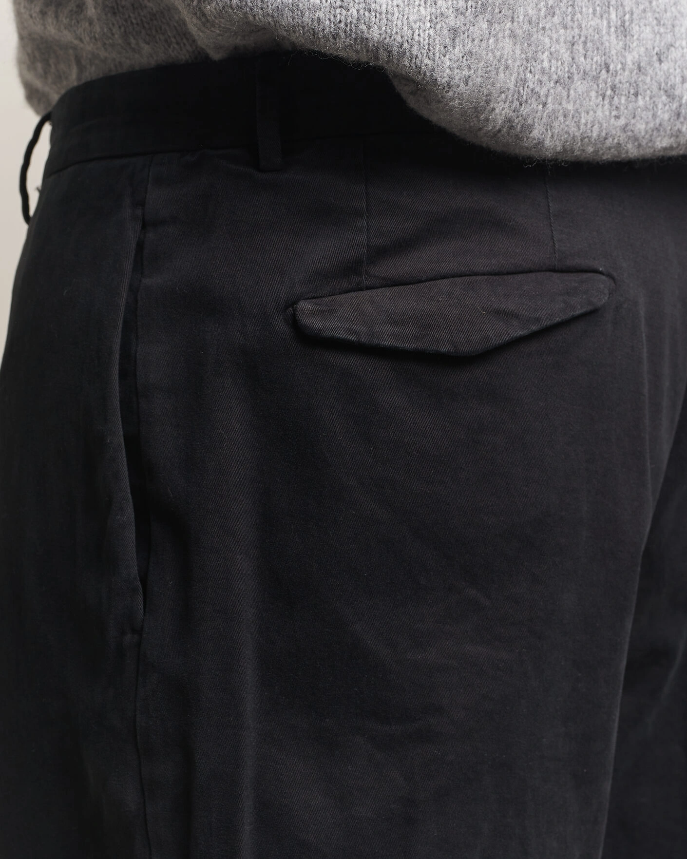 Herr | Byxor | Santaniello | Washed Cotton Trousers Black