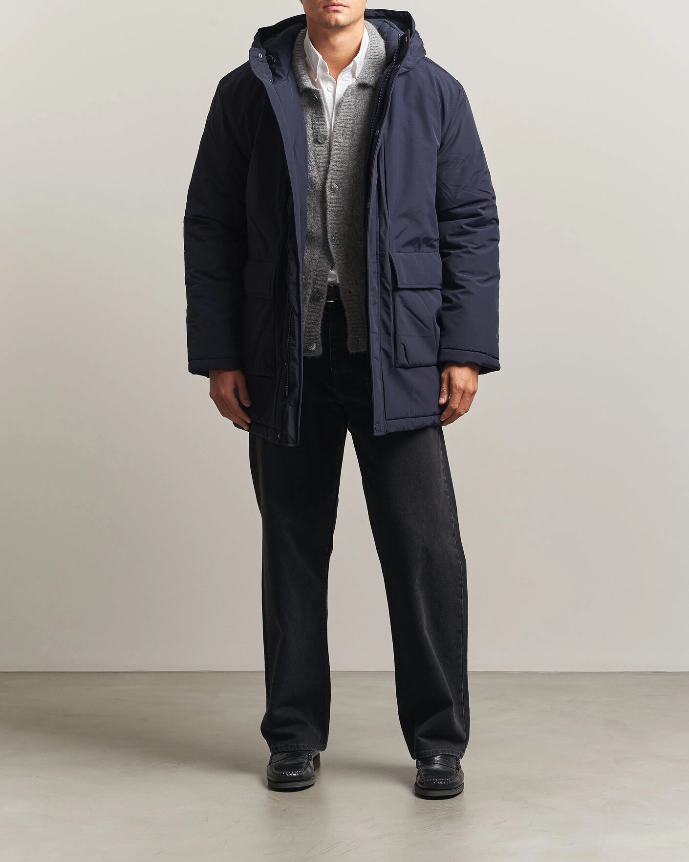 Herr | Jackor | LES DEUX | Padded Parka Coat Dark Navy