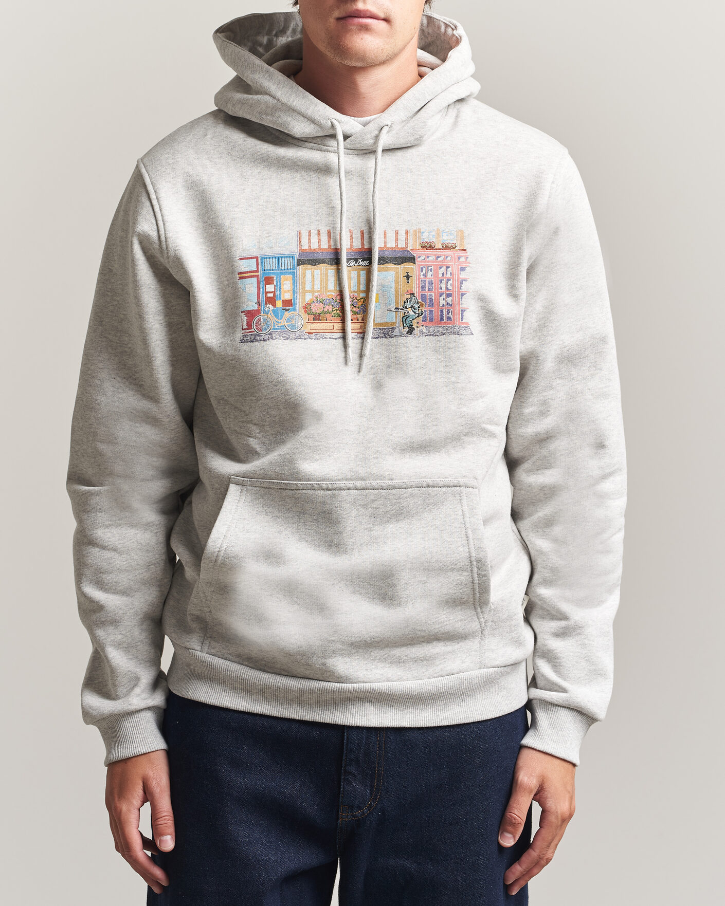Herr | Tröjor | LES DEUX | Market Hoodie Snow Melange