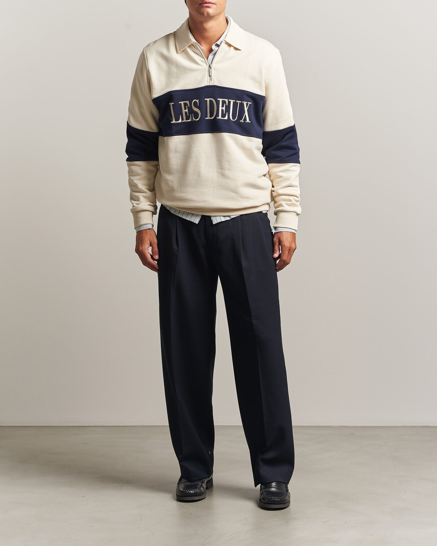 Herr | Tröjor | LES DEUX | Zipper Rugby Sweatshirt Ivory