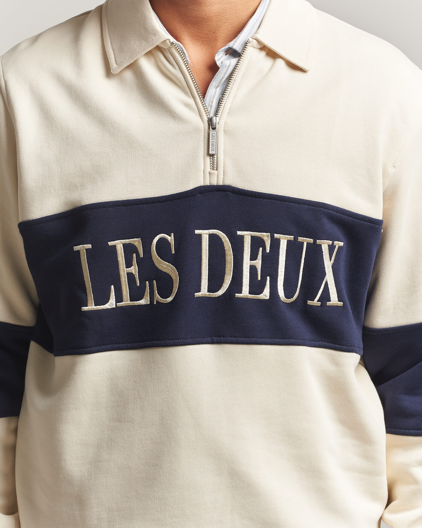 Herr | Tröjor | LES DEUX | Zipper Rugby Sweatshirt Ivory