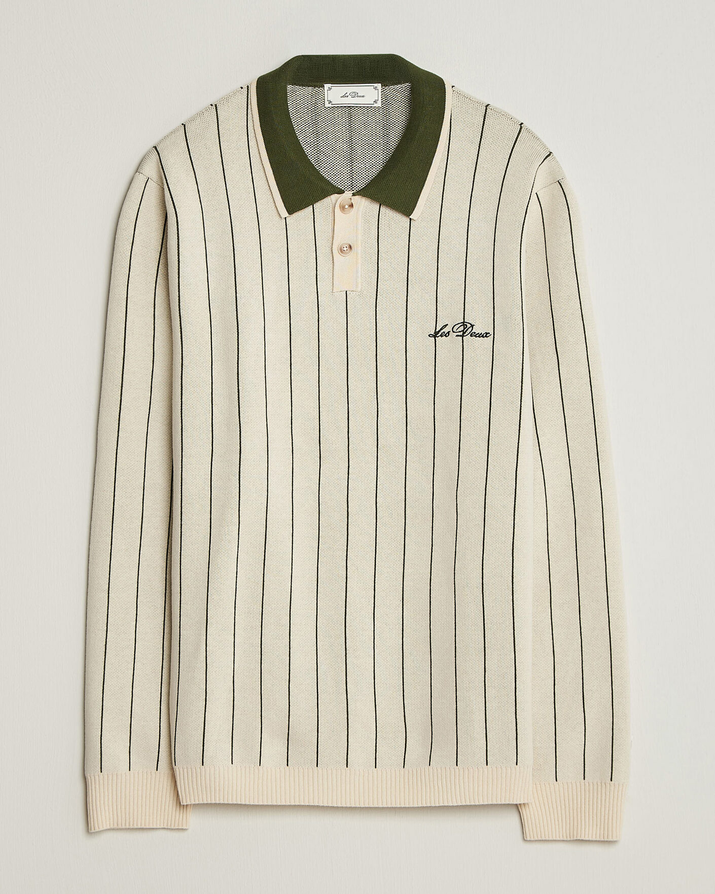 Herr | Tröjor | LES DEUX | Signature Knitted Long Sleeve Polo Ivory