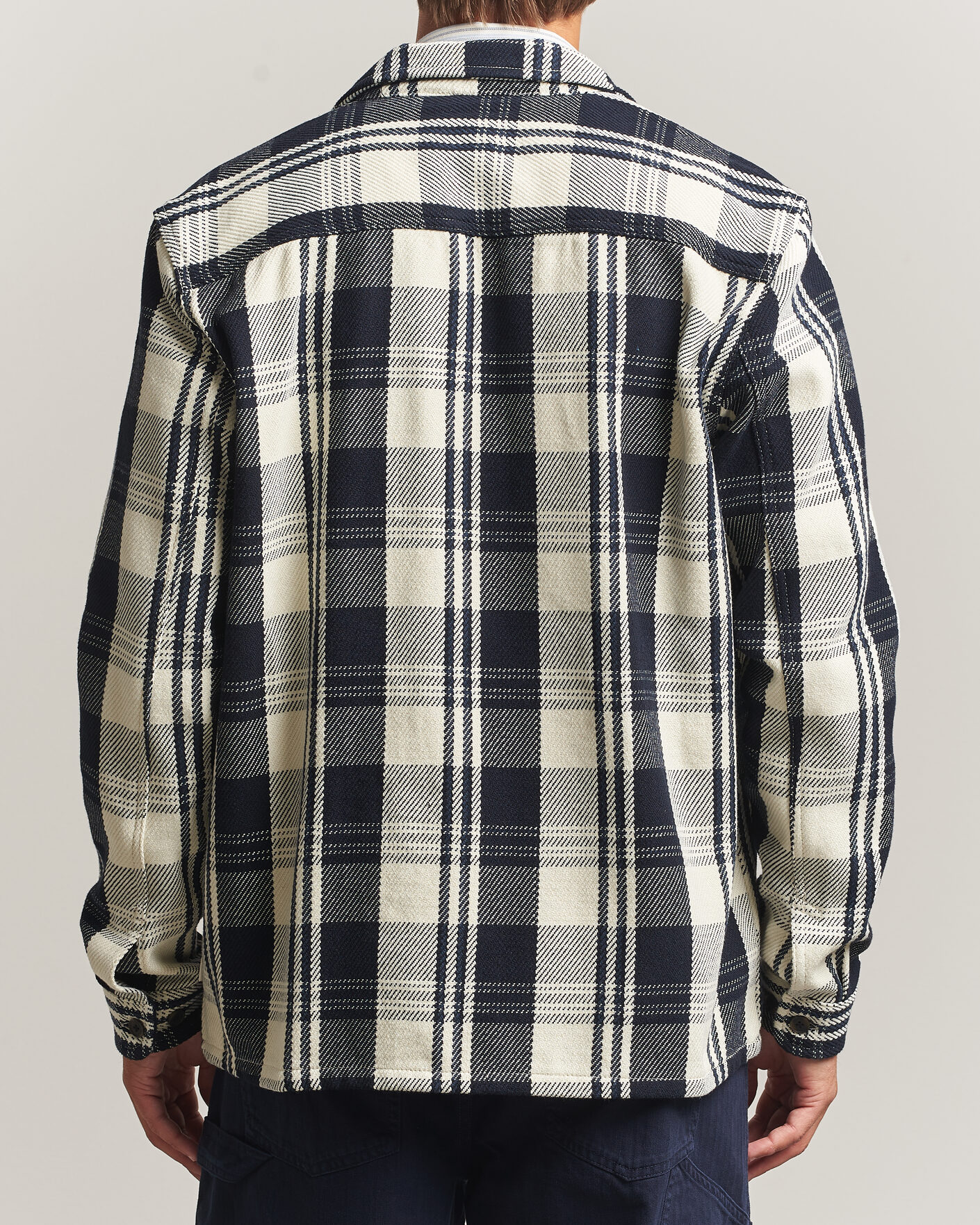 Herr | Skjortor | LES DEUX | Structured Check Overshirt Dark Navy