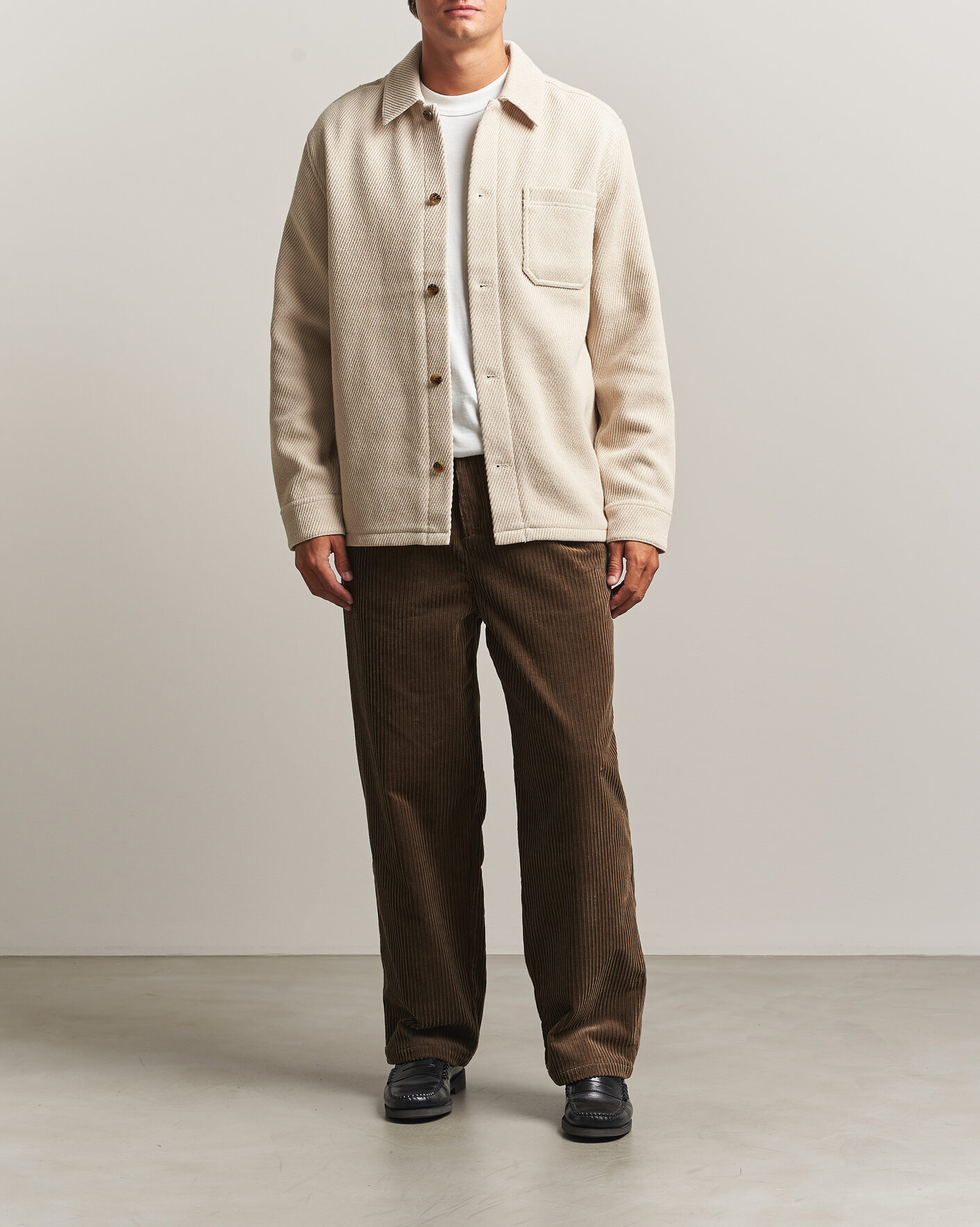 Herr | Skjortor | LES DEUX | Twill Wool Overshirt Ivory
