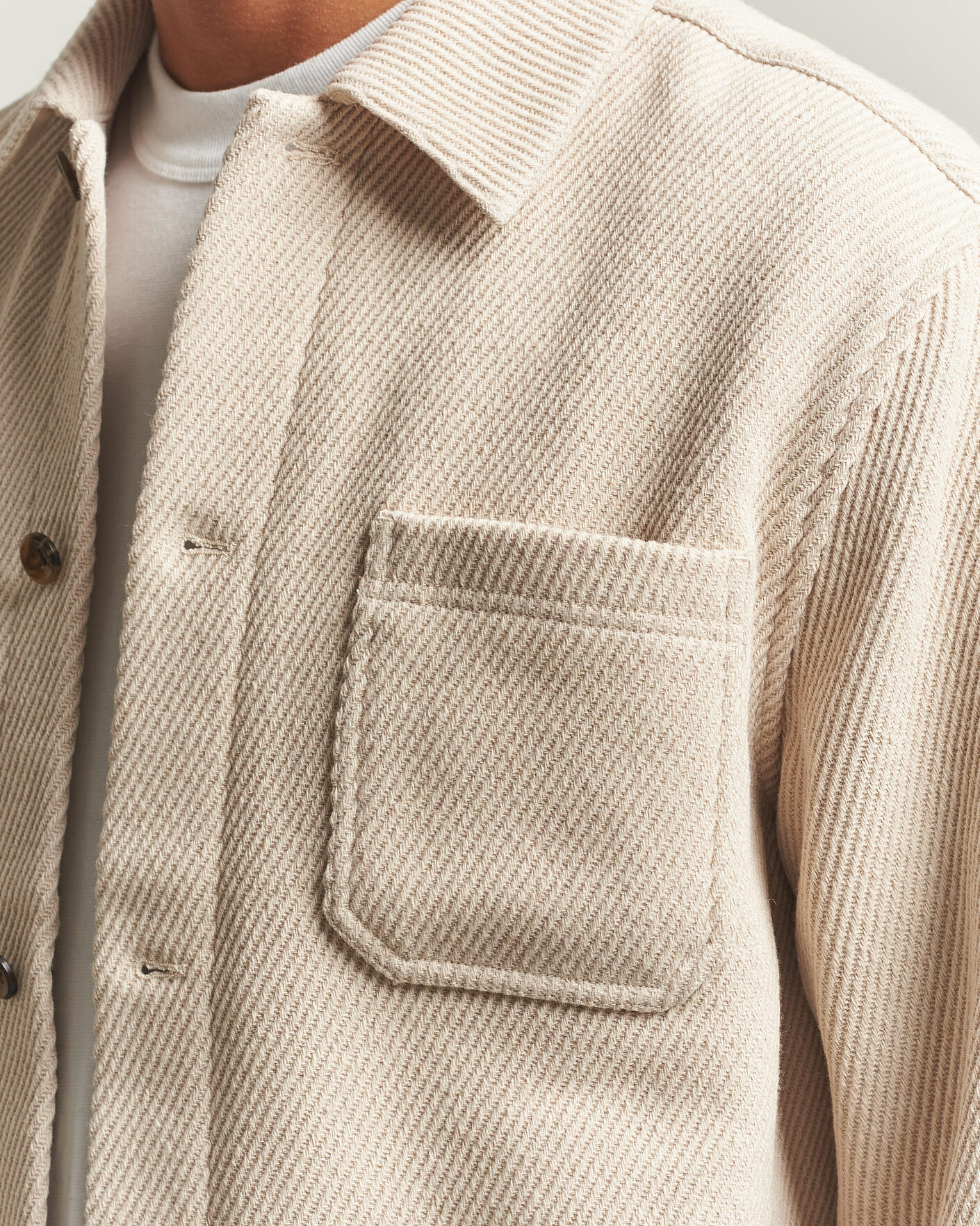 Herr | Skjortor | LES DEUX | Twill Wool Overshirt Ivory