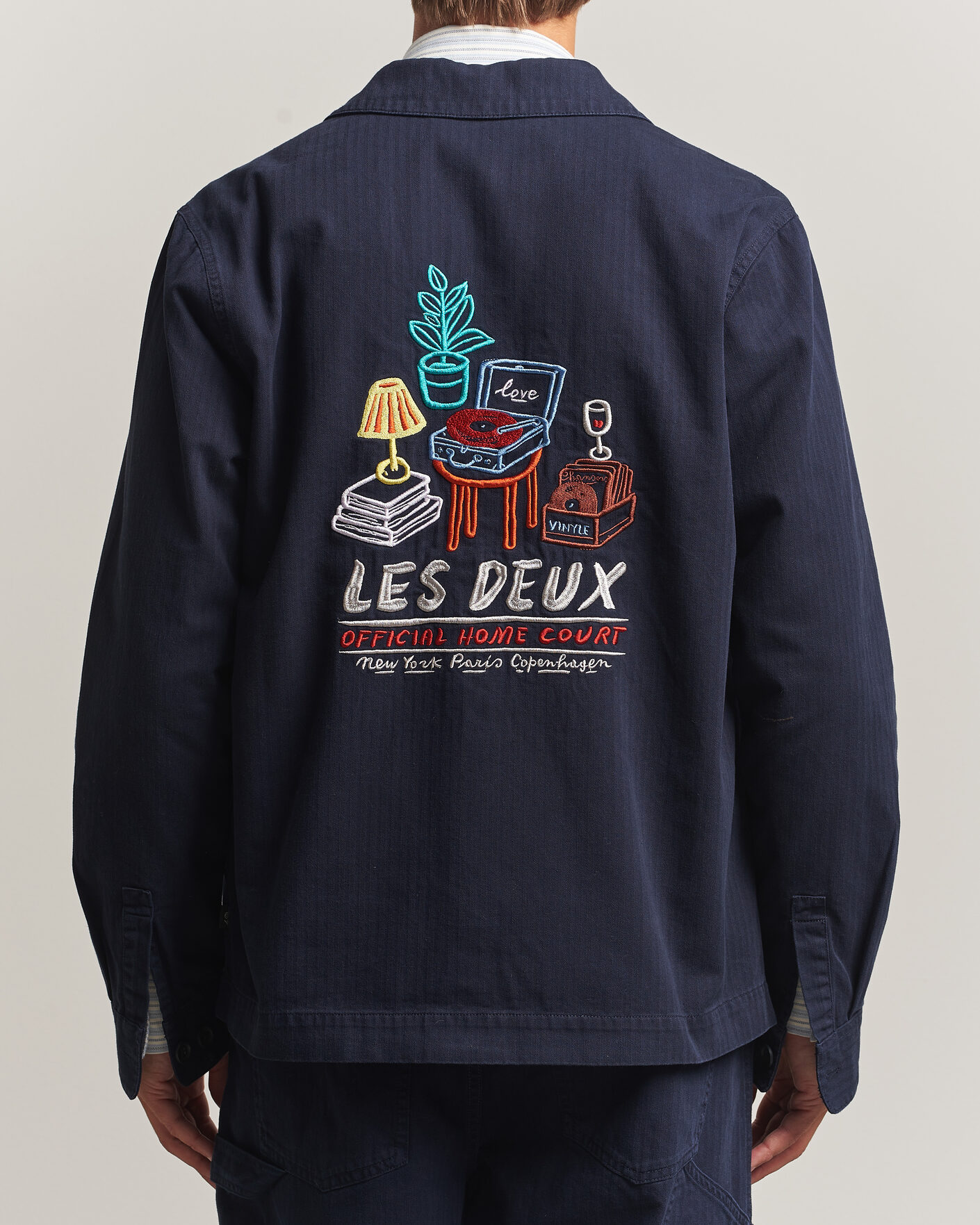 Herr | Skjortor | LES DEUX | Herringbone Artist Overshirt Dark Navy