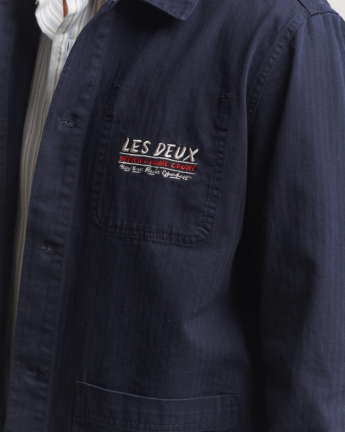 Herr | Skjortor | LES DEUX | Herringbone Artist Overshirt Dark Navy