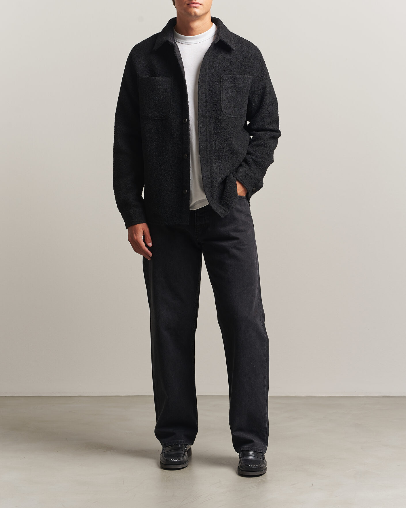 Herr | Skjortor | LES DEUX | Boucle Overshirt Black