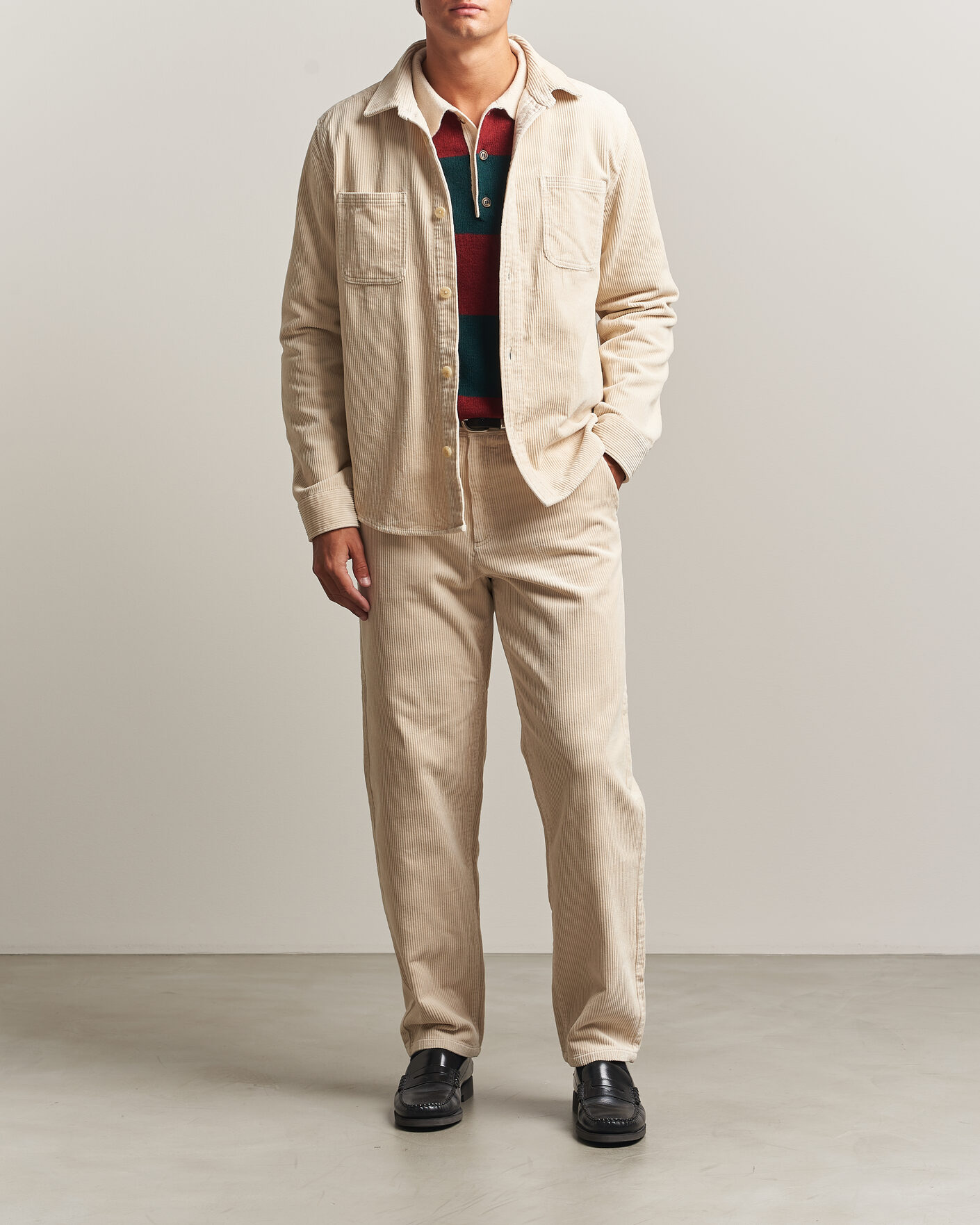 Herr | Byxor | LES DEUX | Corduroy Tapered Pants Ivory
