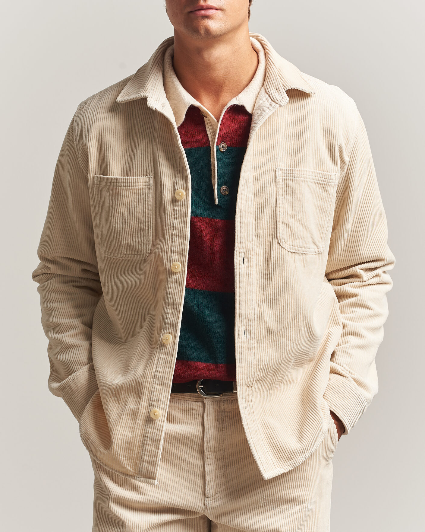 Herr | Skjortor | LES DEUX | Corduroy Overshirt Ivory