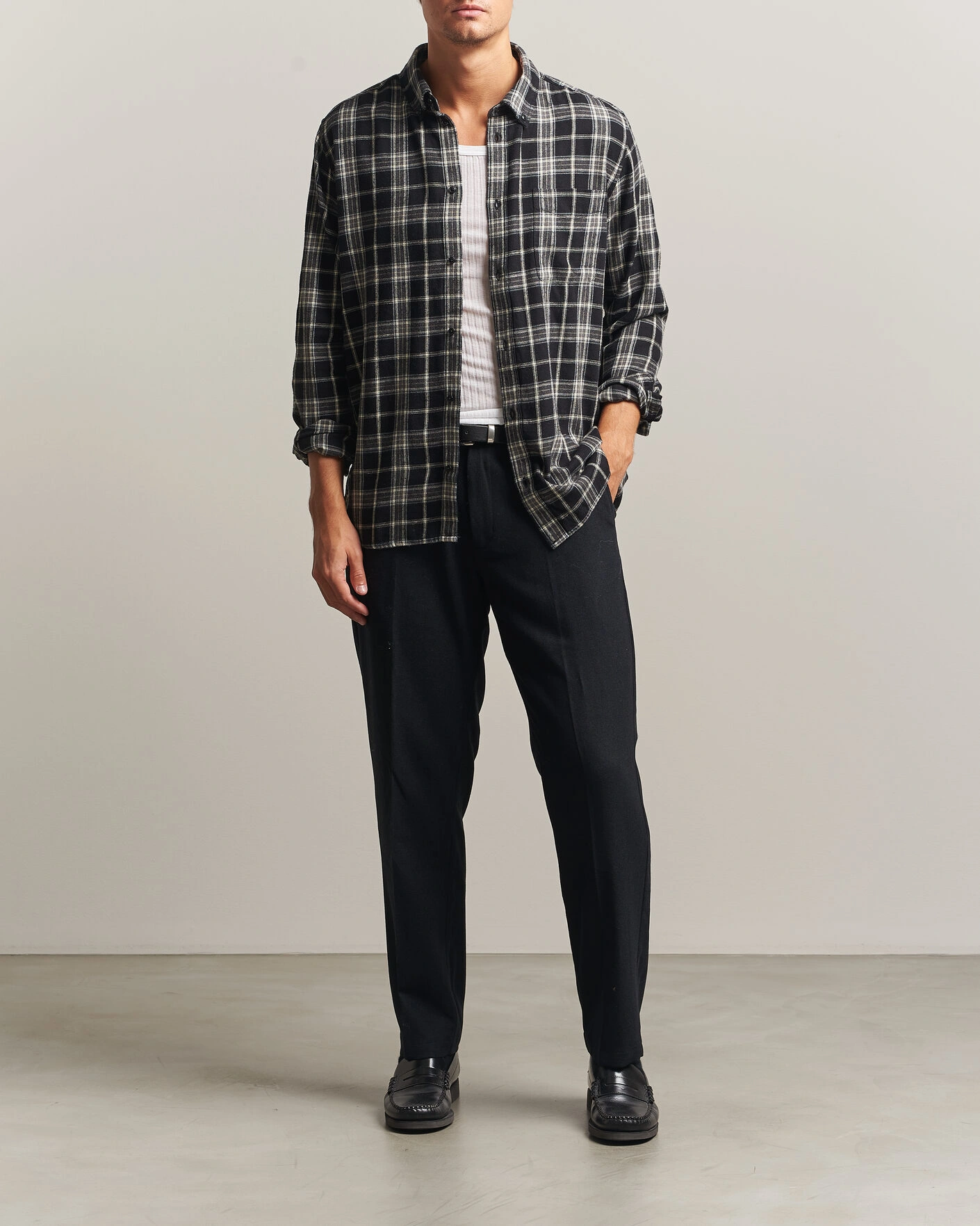 Herr | Skjortor | LES DEUX | Vintage Check Shirt Black