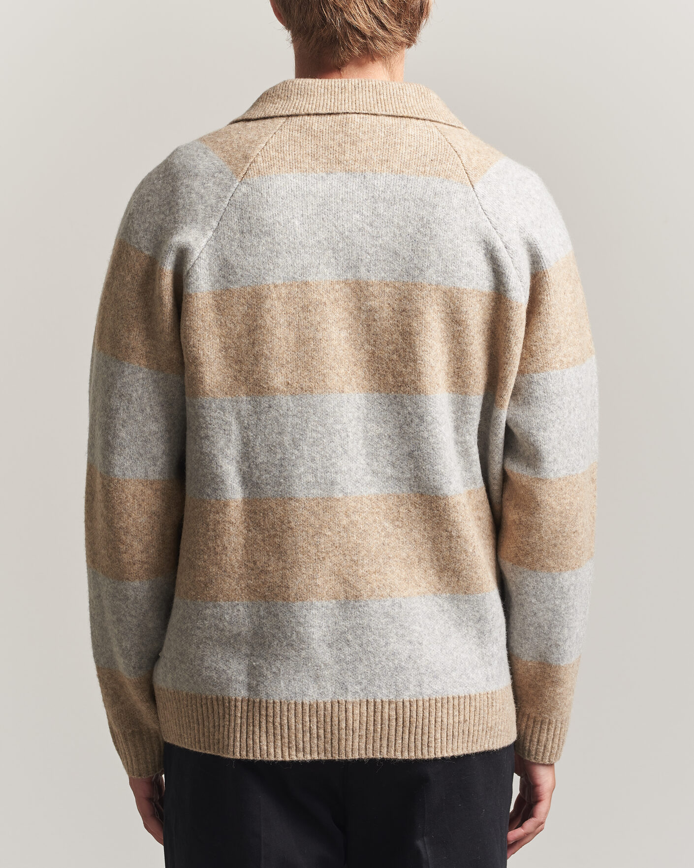 Herr | Tröjor | LES DEUX | Striped Melange Knit Polo Light Sand Melange