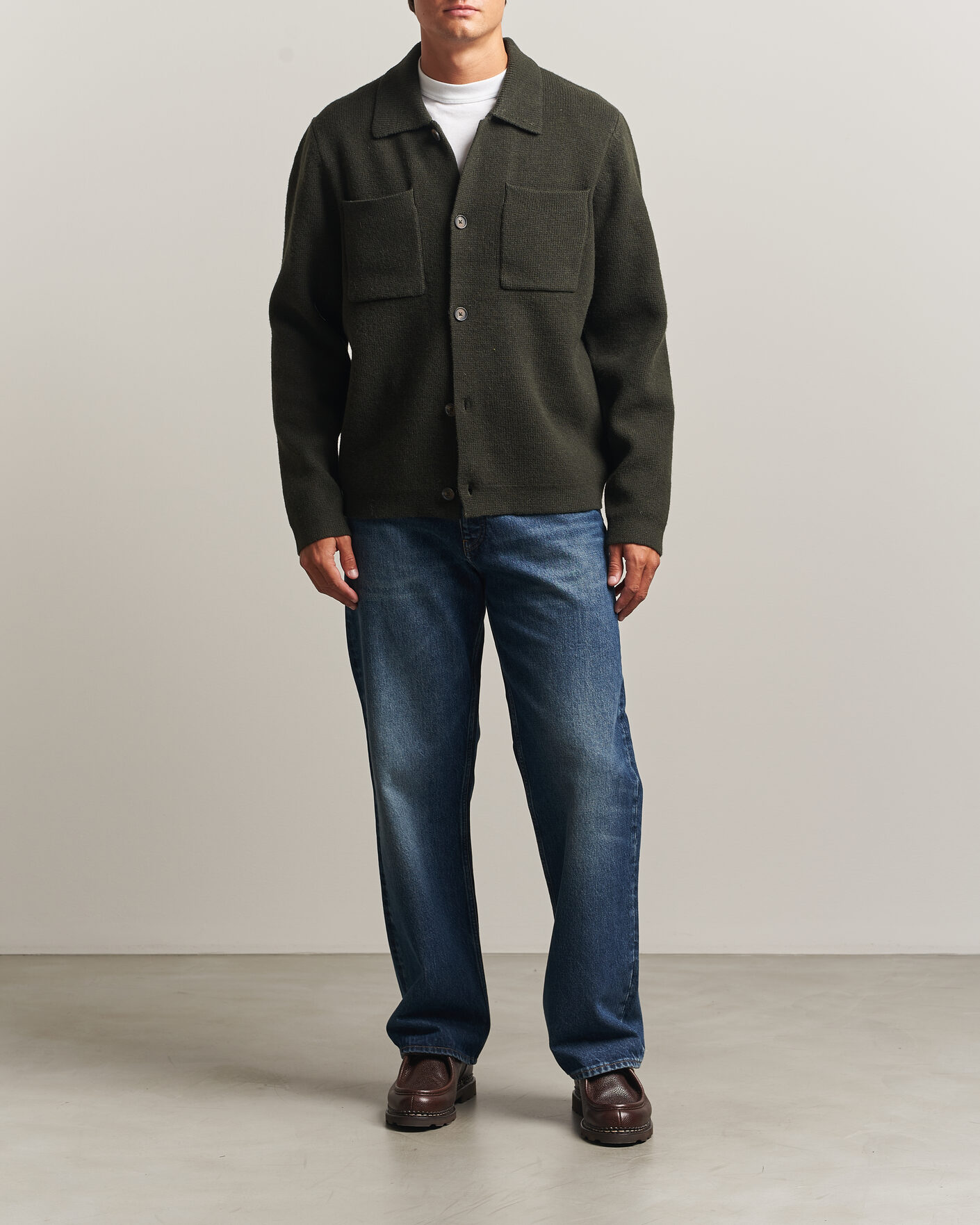 Herr | Tröjor | LES DEUX | Milano Knit Overshirt Rosin Green