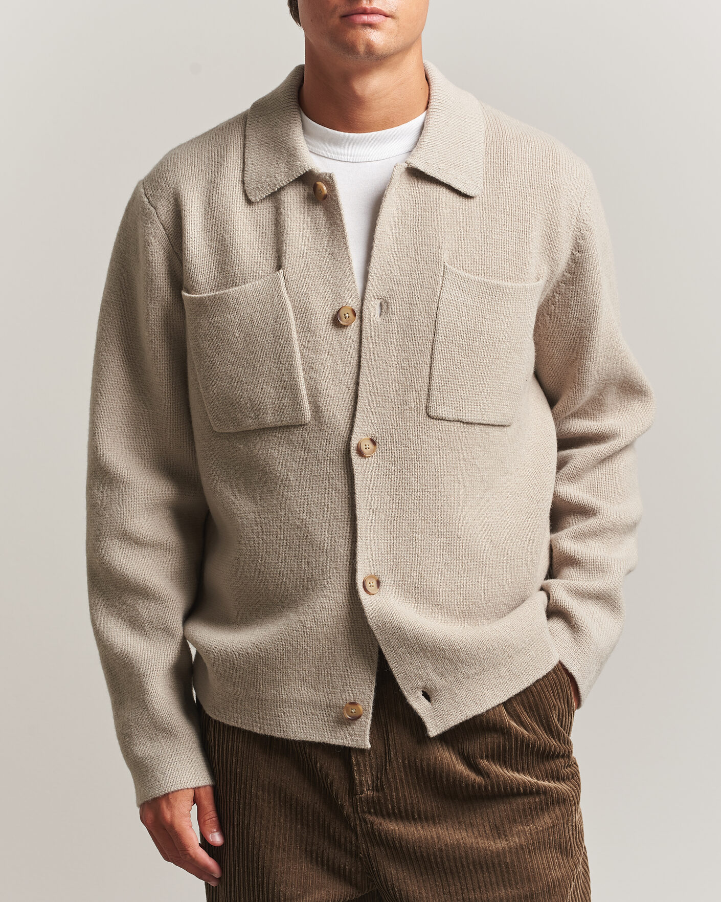 Herr | Tröjor | LES DEUX | Milano Knit Overshirt Light Sand