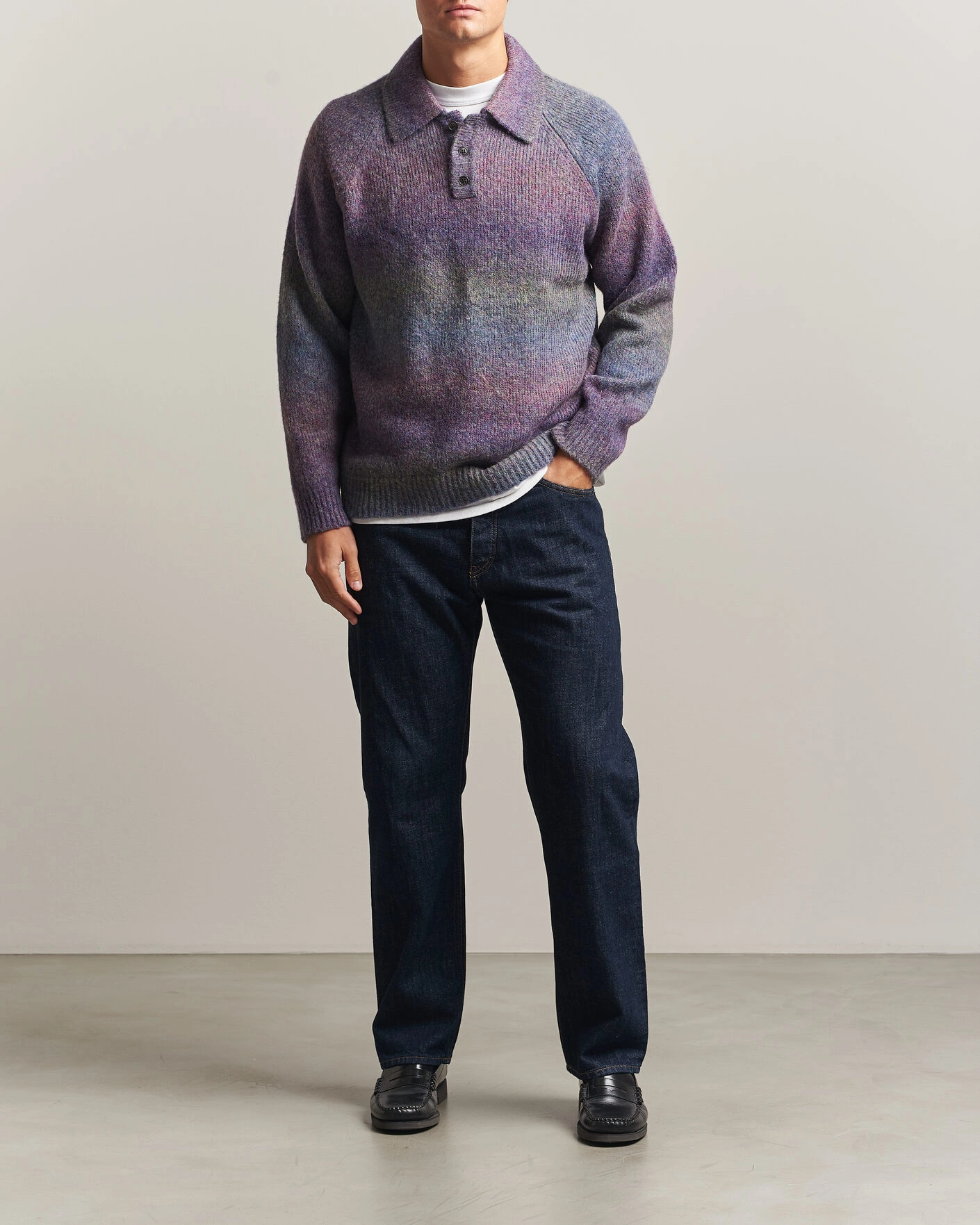 Herr | Tröjor | LES DEUX | Gradient Knitted Polo Spiced Plum