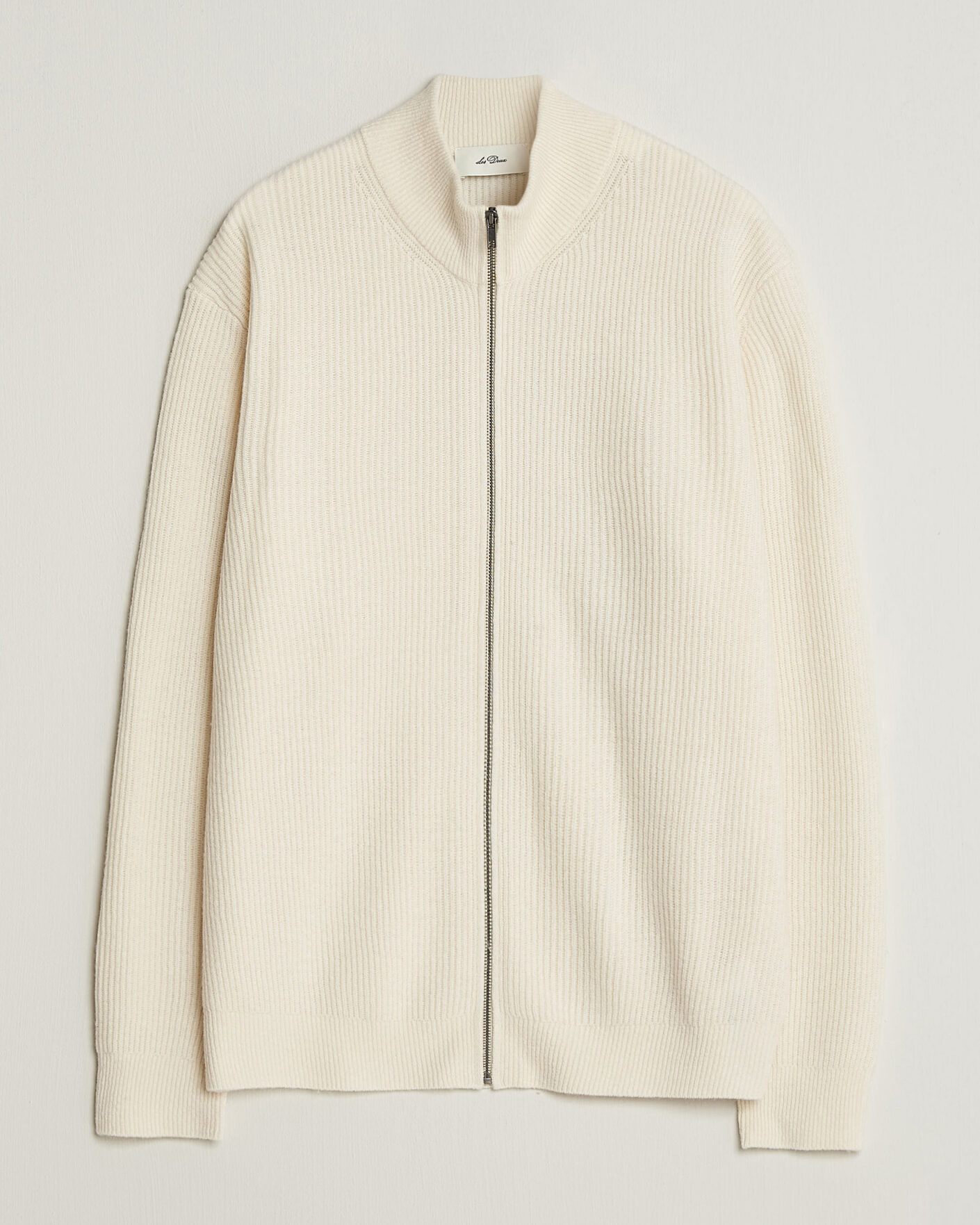 Herr | Tröjor | LES DEUX | Wool Rib Zipper Knit Ivory Melange