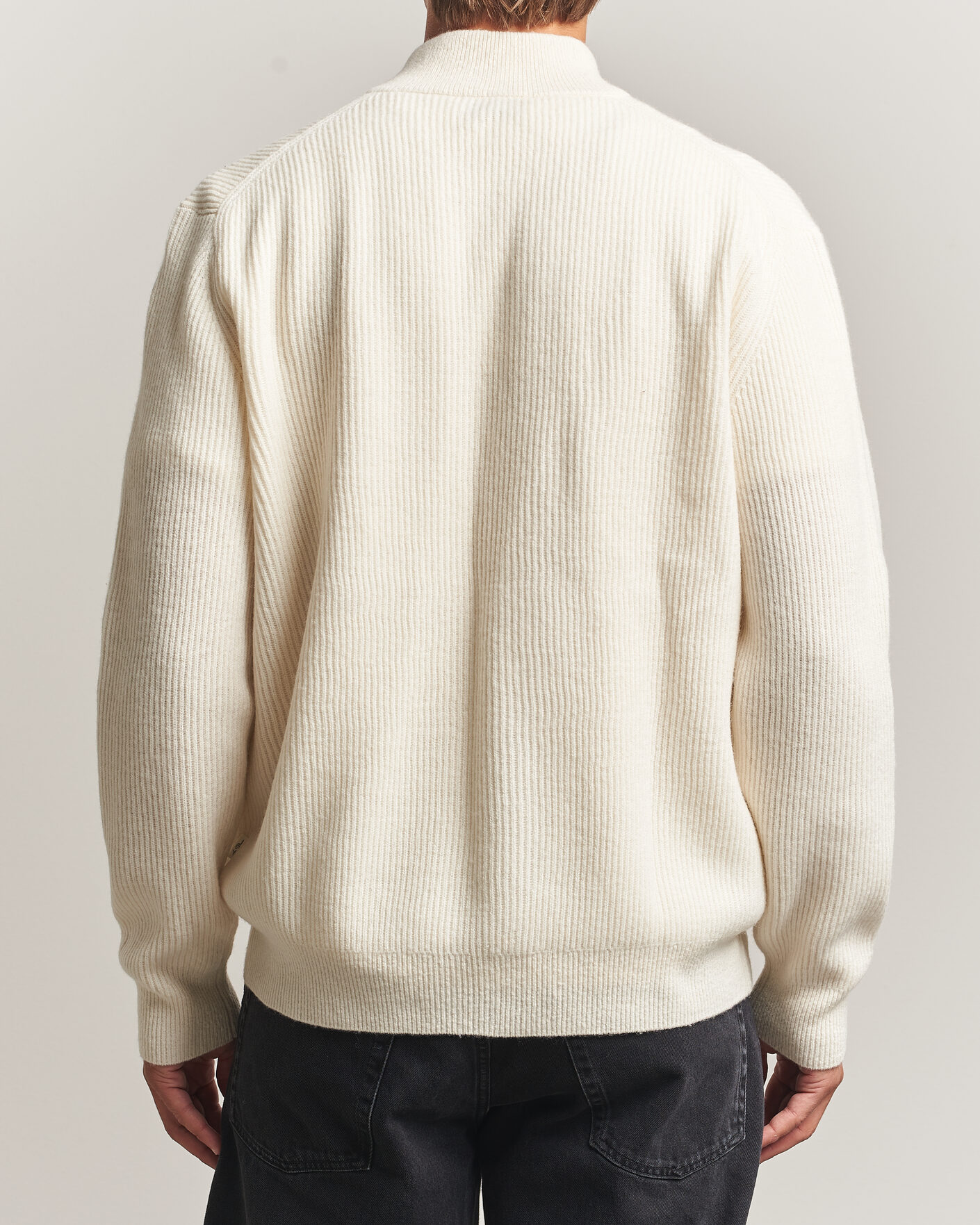 Herr | Tröjor | LES DEUX | Wool Rib Zipper Knit Ivory Melange