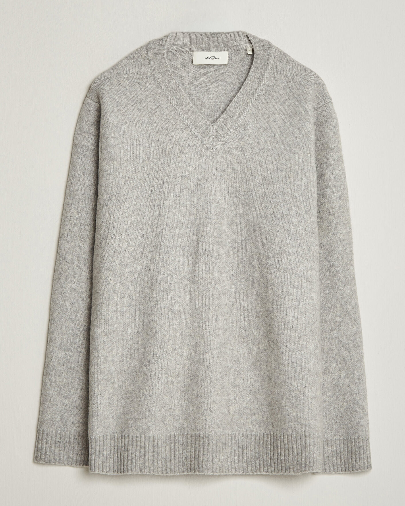 Herr | Tröjor | LES DEUX | Melange V-Neck Knit Grey Melange