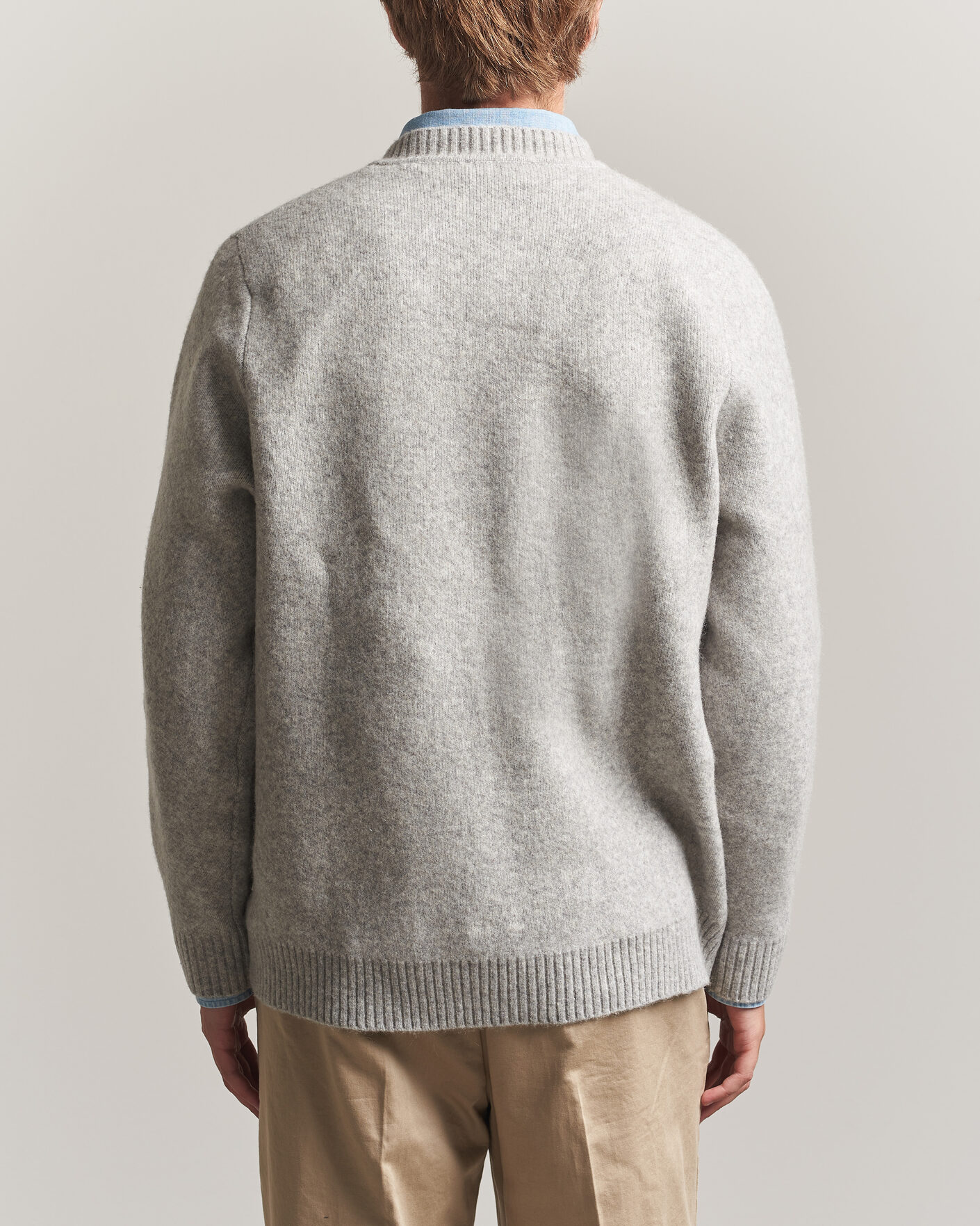 Herr | Tröjor | LES DEUX | Melange V-Neck Knit Grey Melange