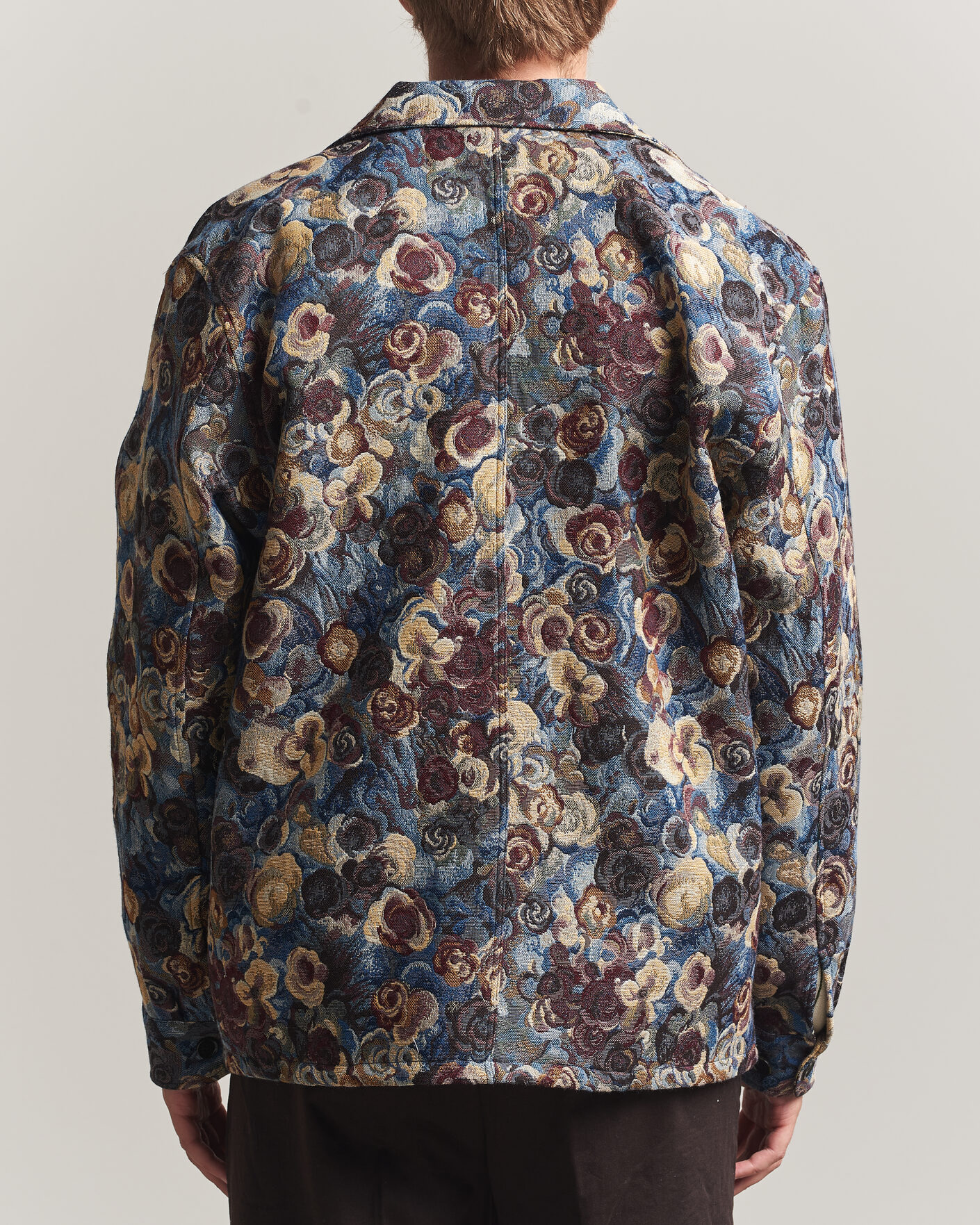Herr | Skjortor | LES DEUX | Flower Jaquard Overshirt Blue Multi