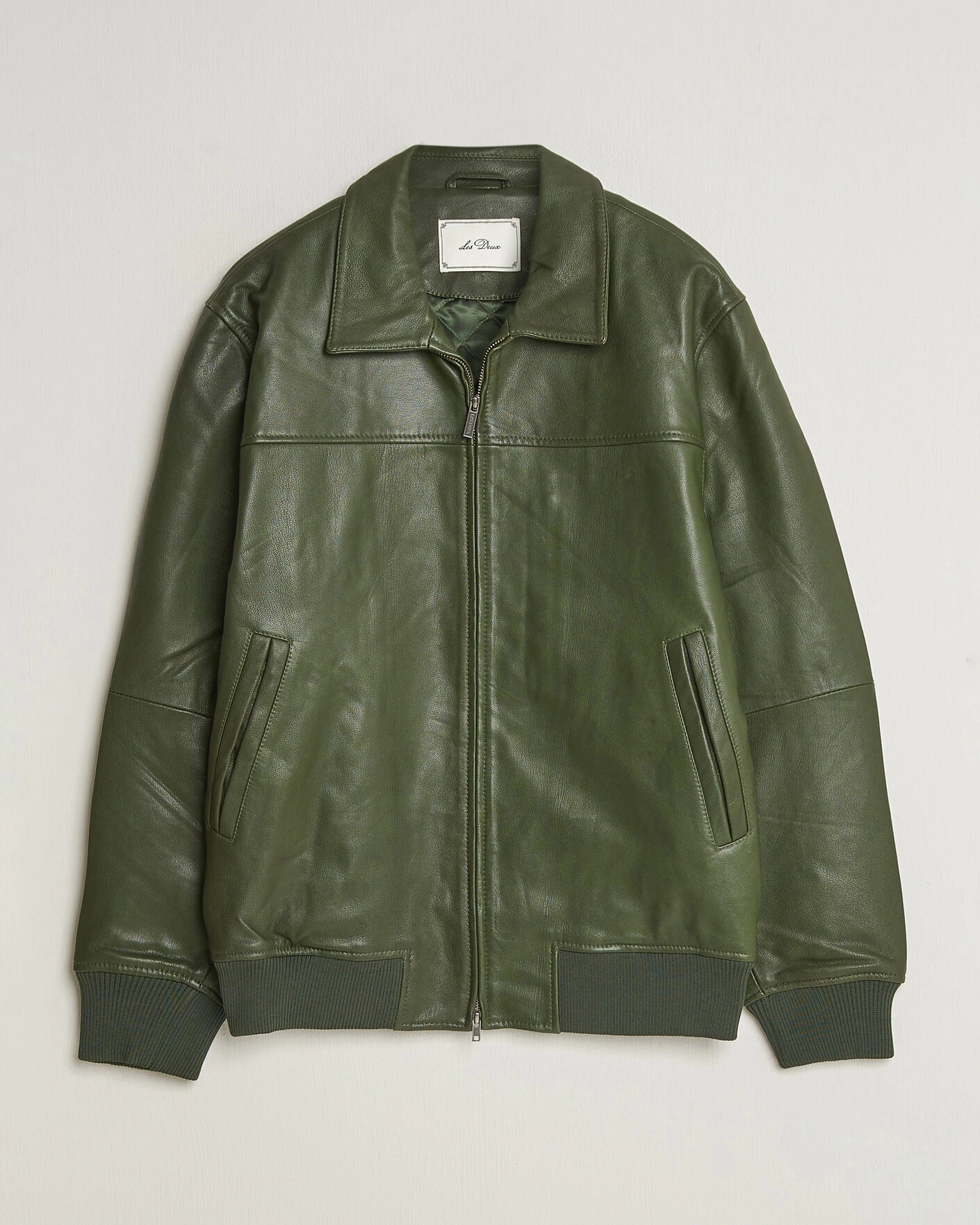 Herr | Jackor | LES DEUX | Leather Varsity Jacket Rifle Green