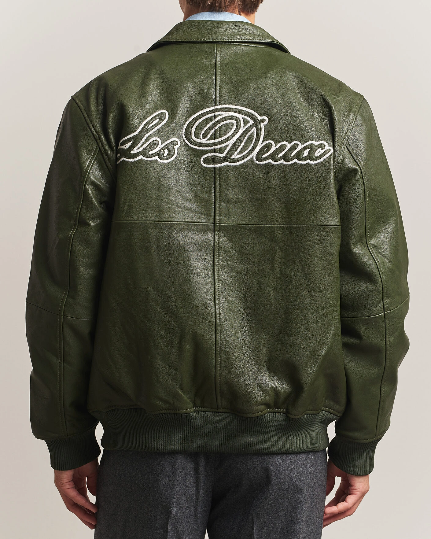 Herr | Jackor | LES DEUX | Leather Varsity Jacket Rifle Green
