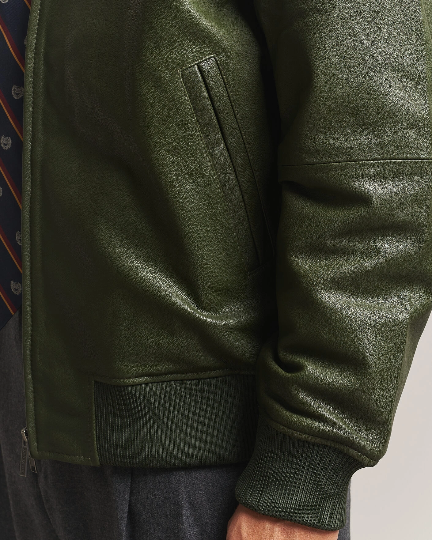 Herr | Jackor | LES DEUX | Leather Varsity Jacket Rifle Green
