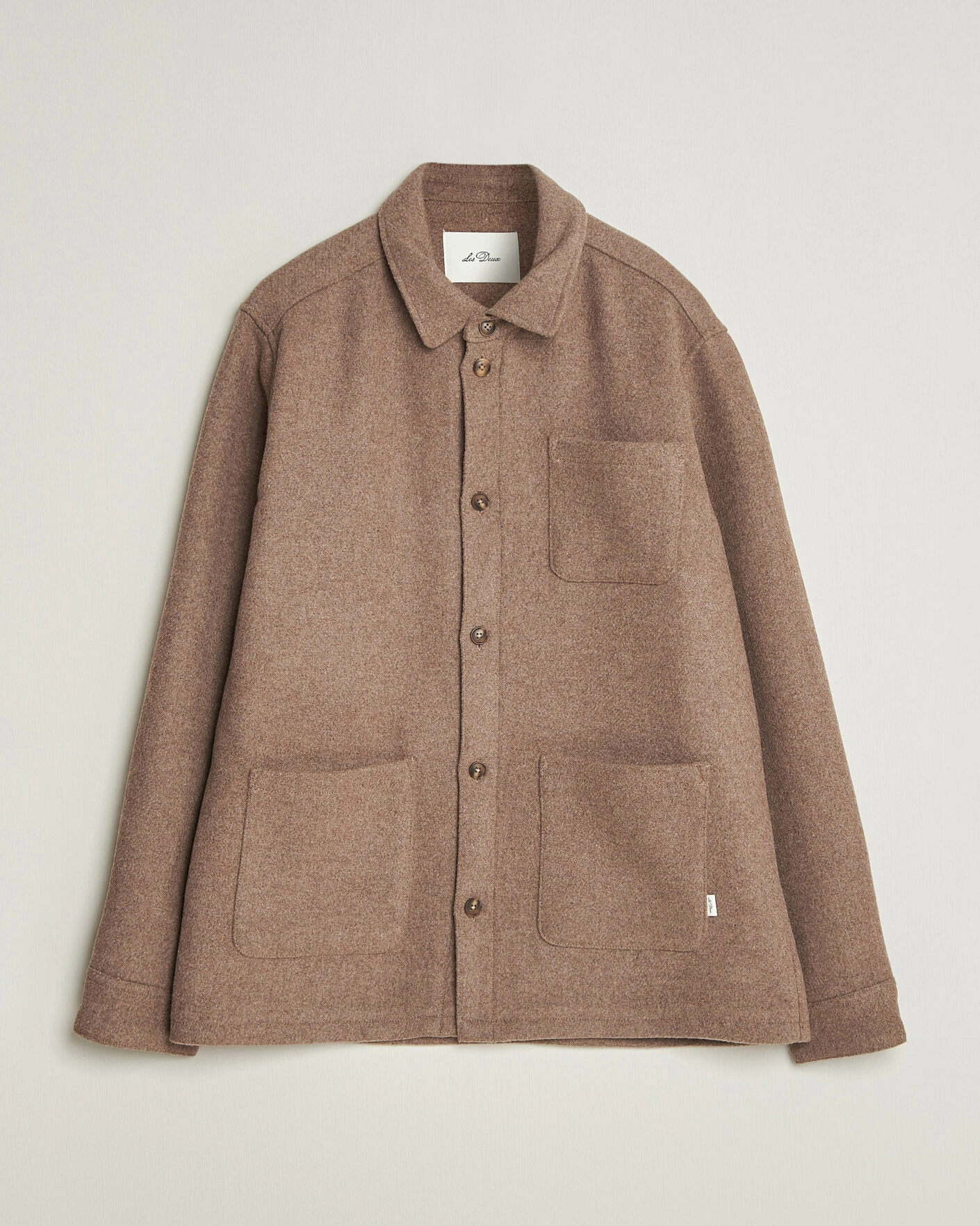Herr | Skjortor | LES DEUX | Wool Overshirt Dark Sand Melange