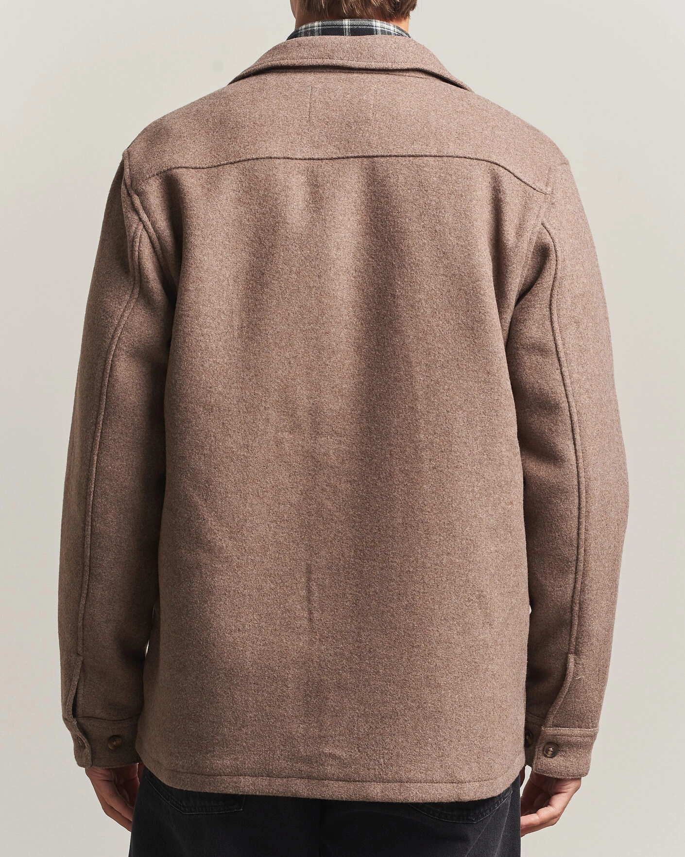 Herr | Skjortor | LES DEUX | Wool Overshirt Dark Sand Melange
