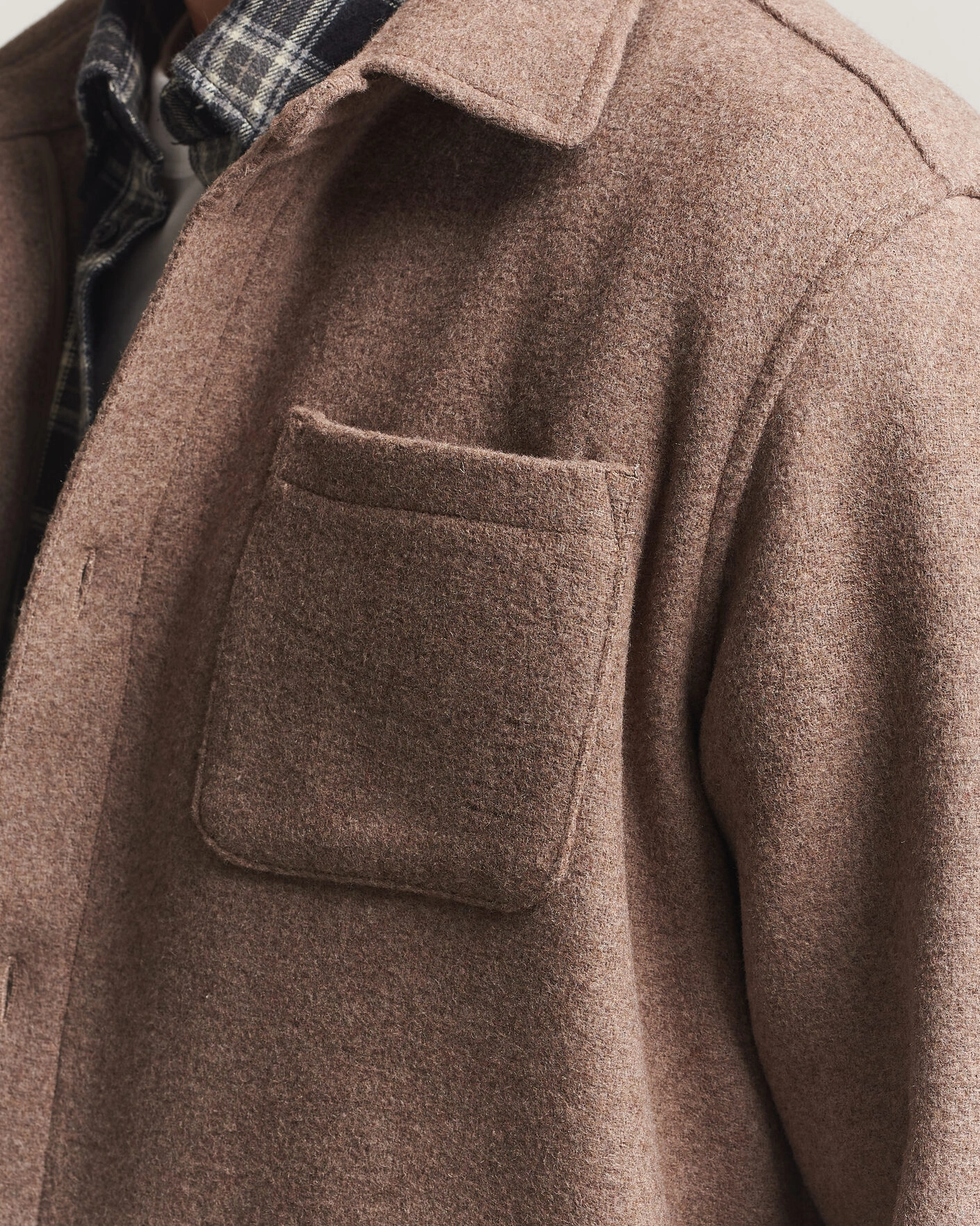 Herr | Skjortor | LES DEUX | Wool Overshirt Dark Sand Melange