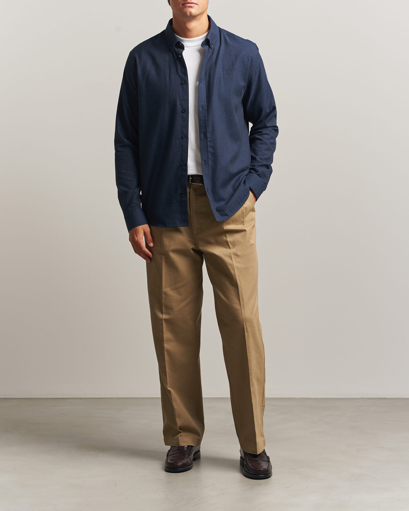 Herr | Skjortor | LES DEUX | Soft Flannel Shirt Dark Navy