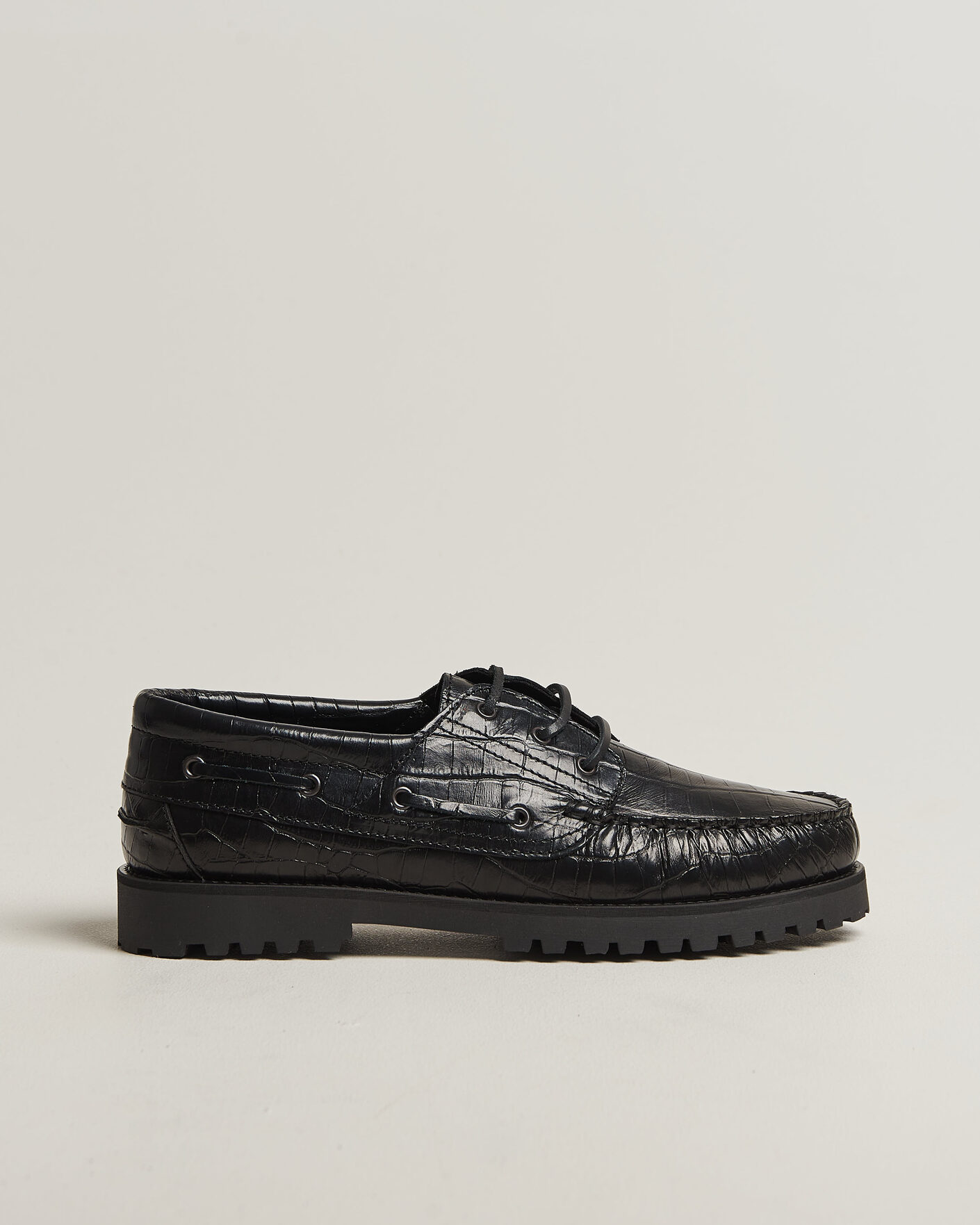 Herr | Seglarskor | LES DEUX | Croco Boat Shoe Black