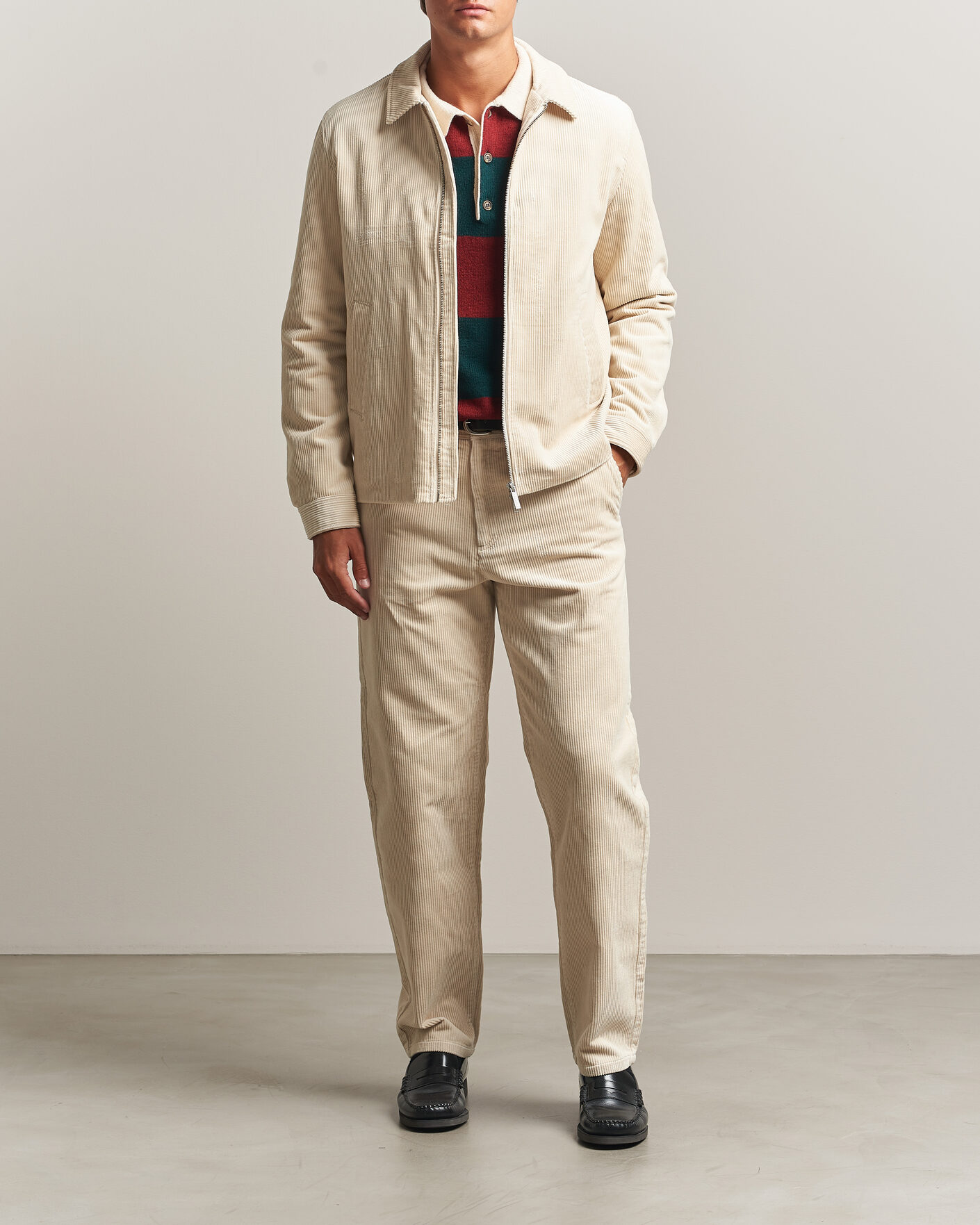Herr | Jackor | LES DEUX | Corduroy Zipper Coach Jacket Ivory