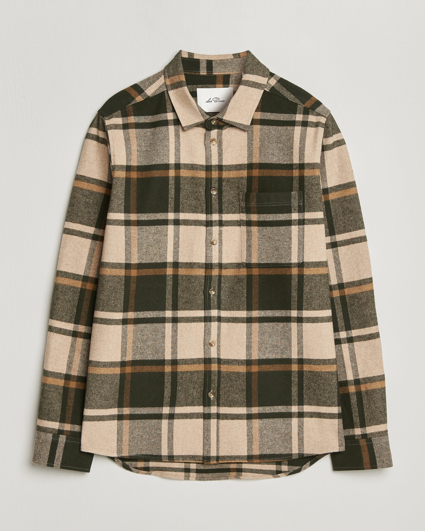 Herr | Skjortor | LES DEUX | Check Flannel Shirt Rosin Green