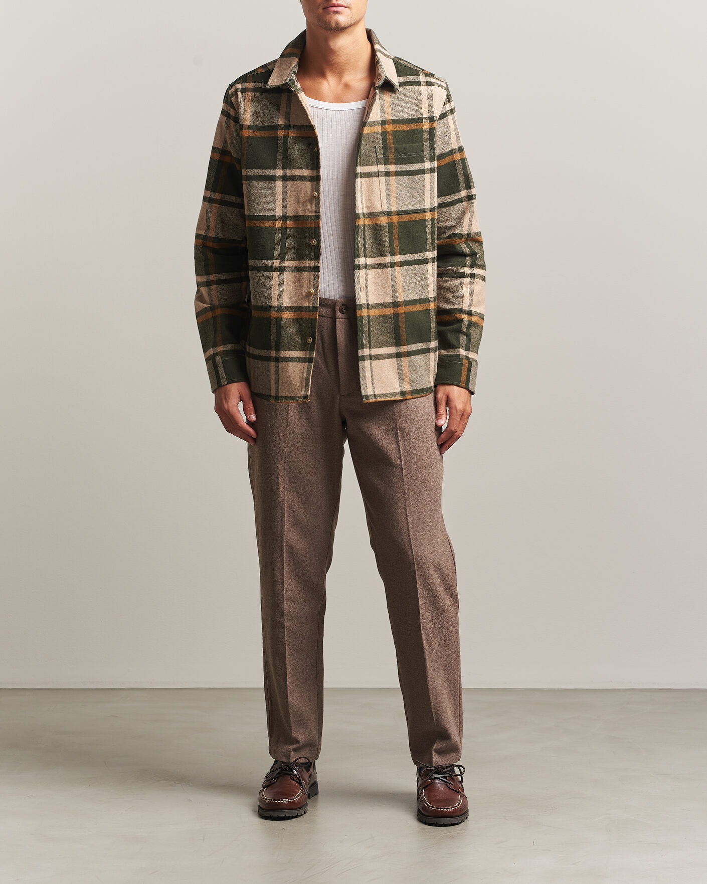 Herr | Skjortor | LES DEUX | Check Flannel Shirt Rosin Green