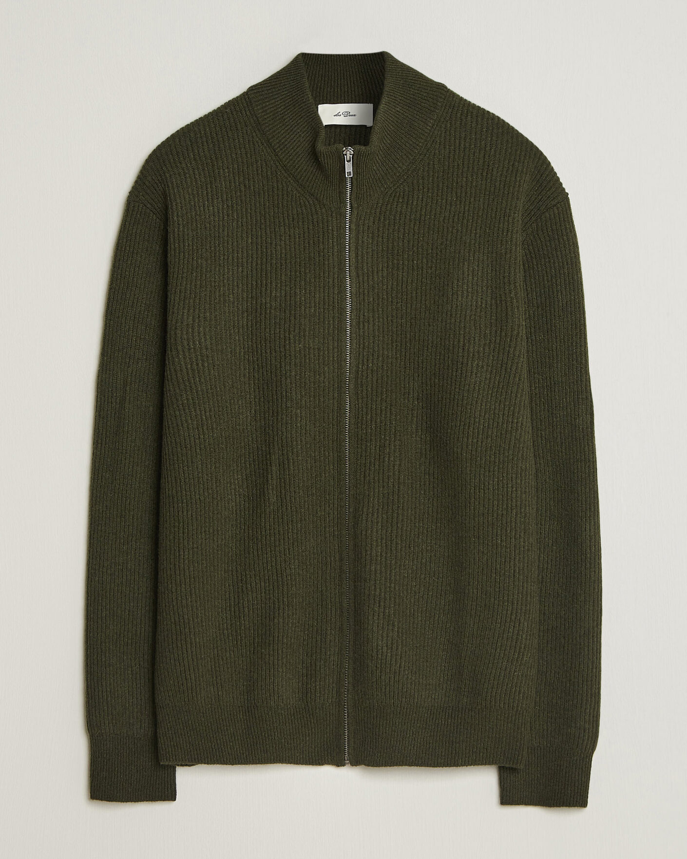 Herr | Tröjor | LES DEUX | Wool Rib Knitter Zip Rosin Green